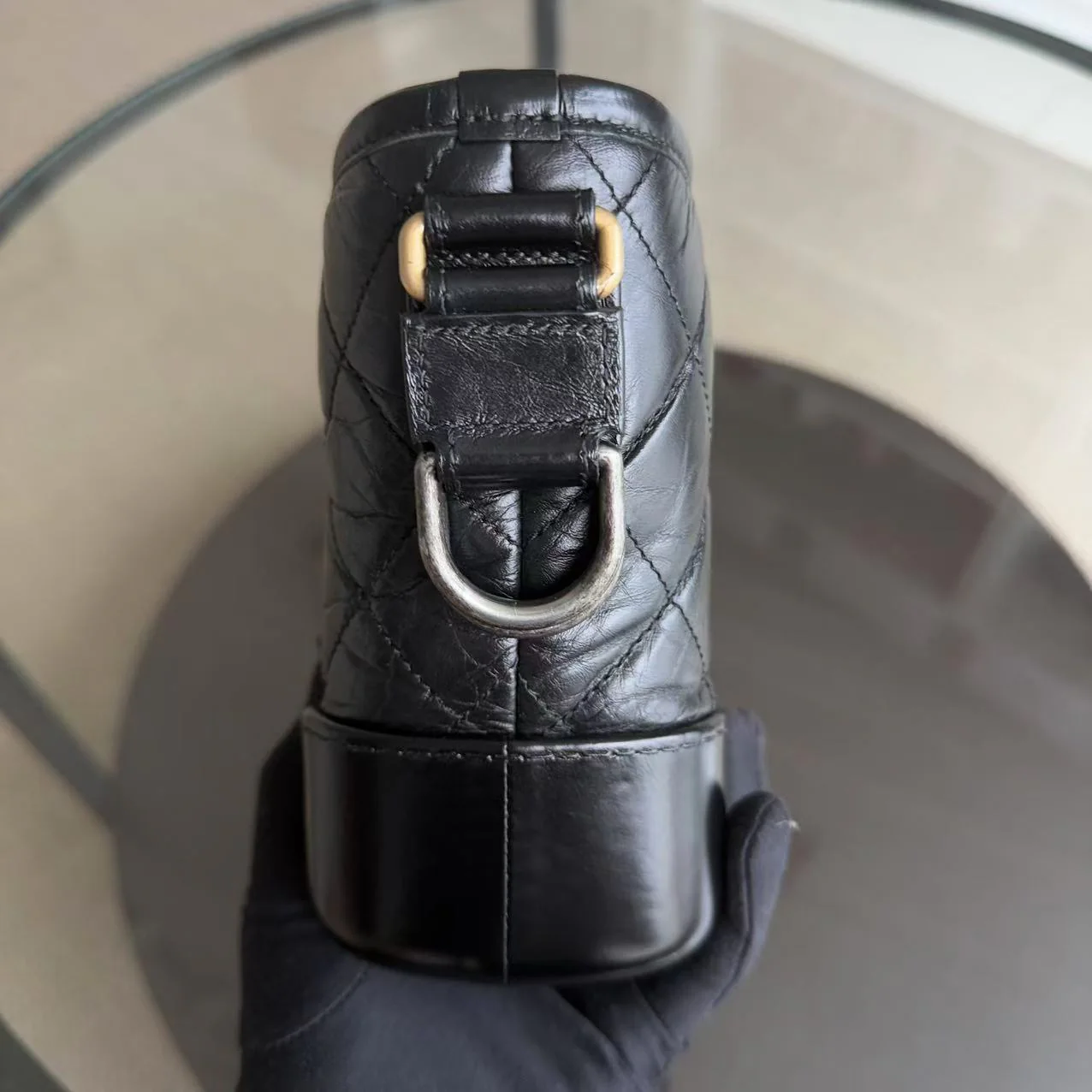 Chanel Gabrielle Small - Quilted Calfskin Black Two-tone Gold Hardware Series 24