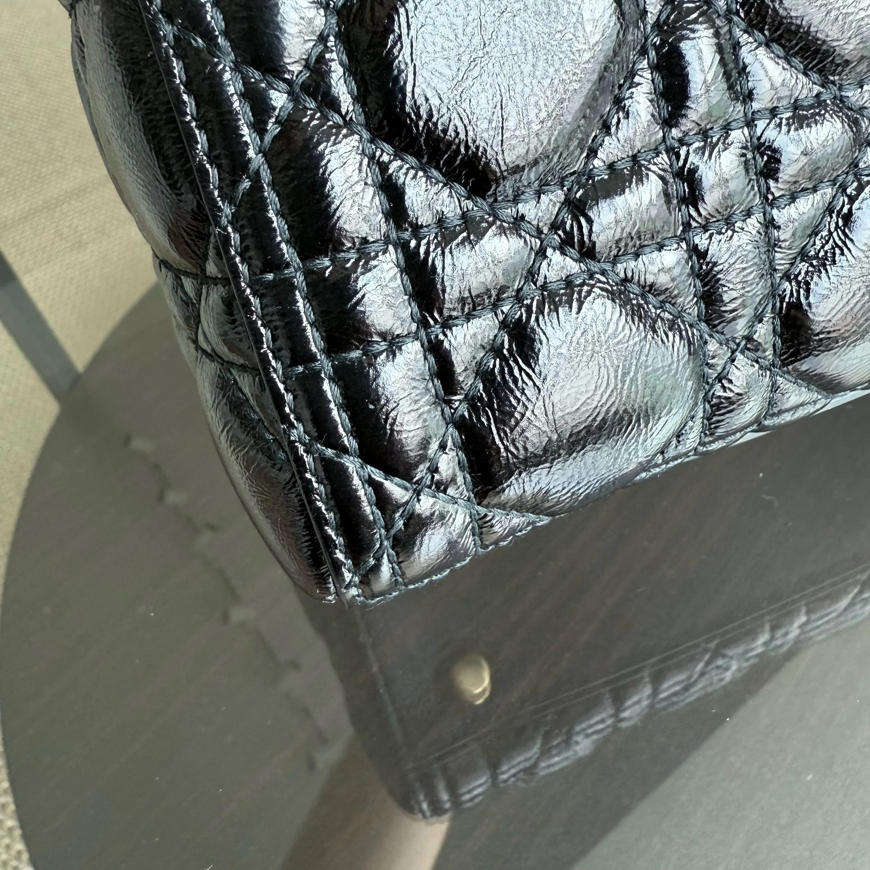 Dior Lady Large Flap - Canange Glazed Calfskin Black Gold Hardware