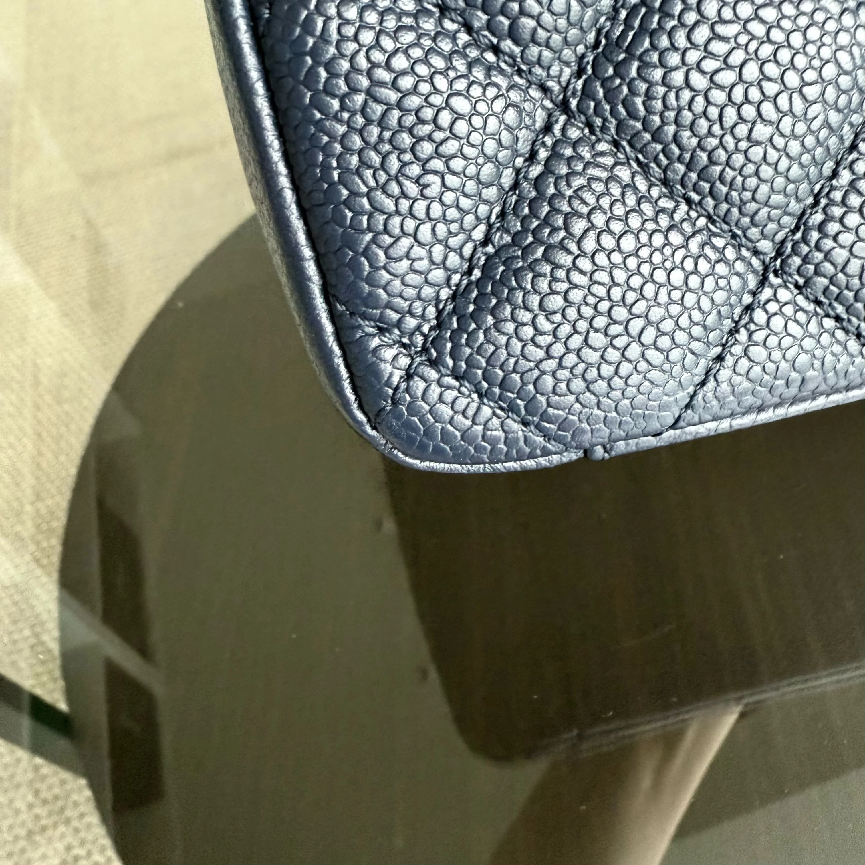 Chanel GST Grand Shopping Tote - Caviar Quilted Dark Blue Gold Hardware Series 19