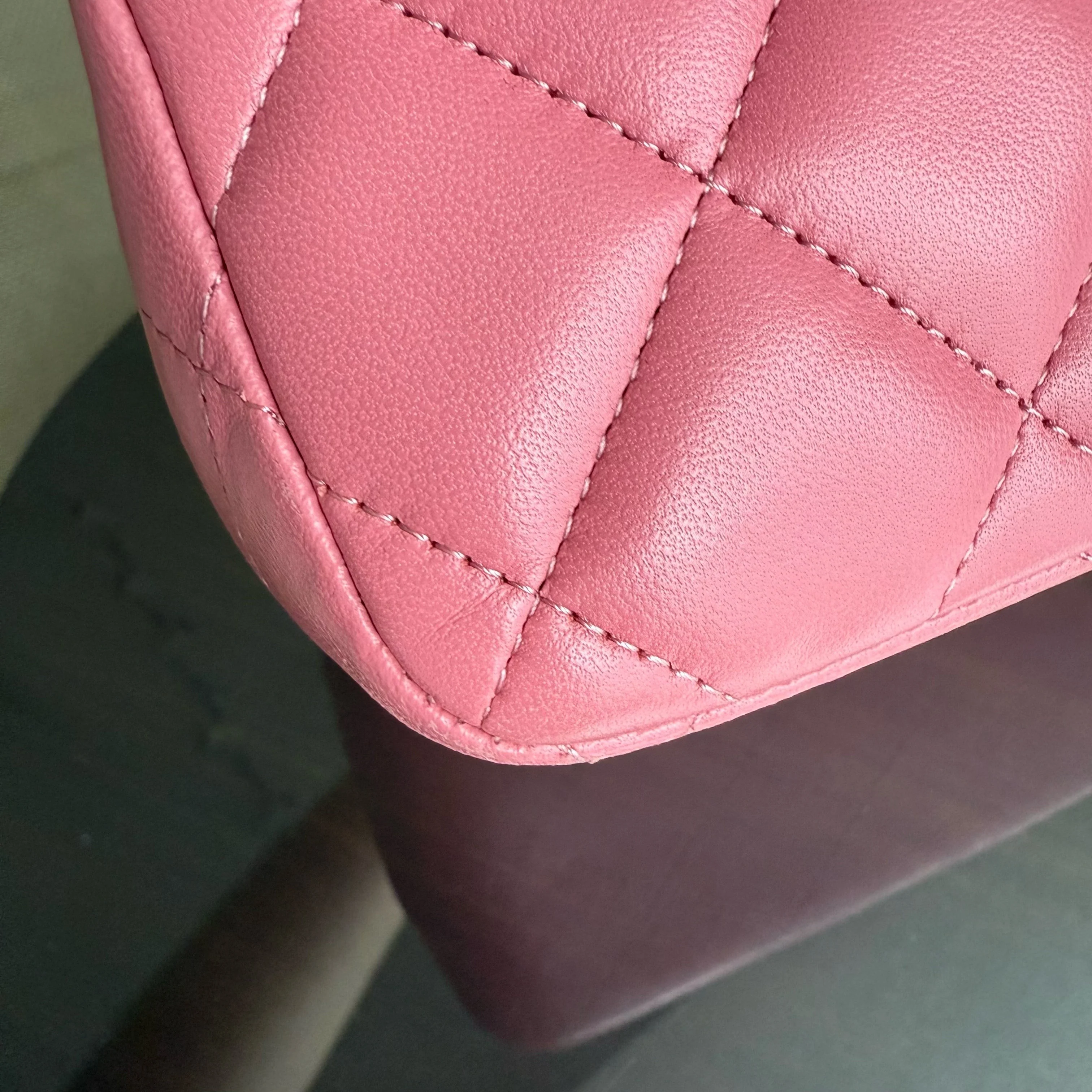 Chanel Classic Flap Jumbo - Double Flap 30CM Quilted Lambskin Sakura Pink Silver Hardware Series 18