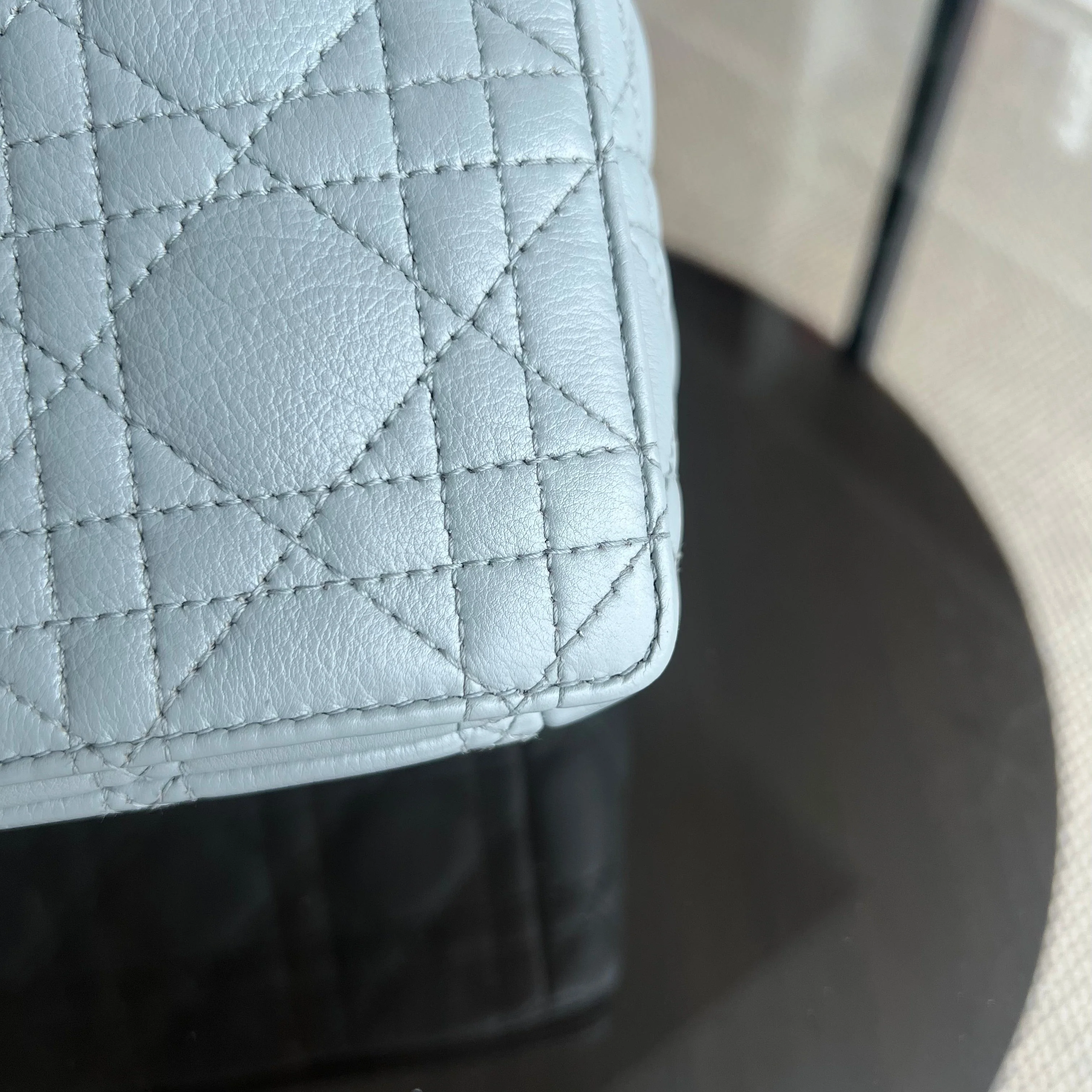 Dior Caro Medium - Cannage Calfskin Grey Gray Gold Hardware