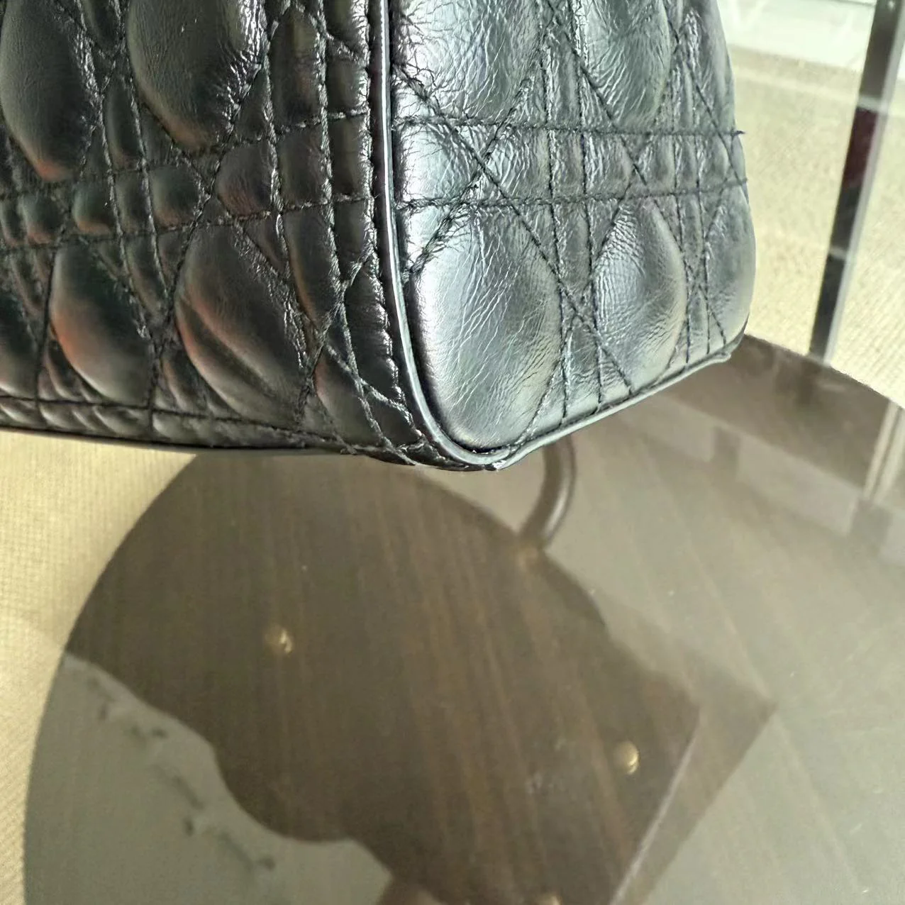 *Flap, Calfskin* Dior Lady Large - Cannage Calfskin Black Golden Hardware