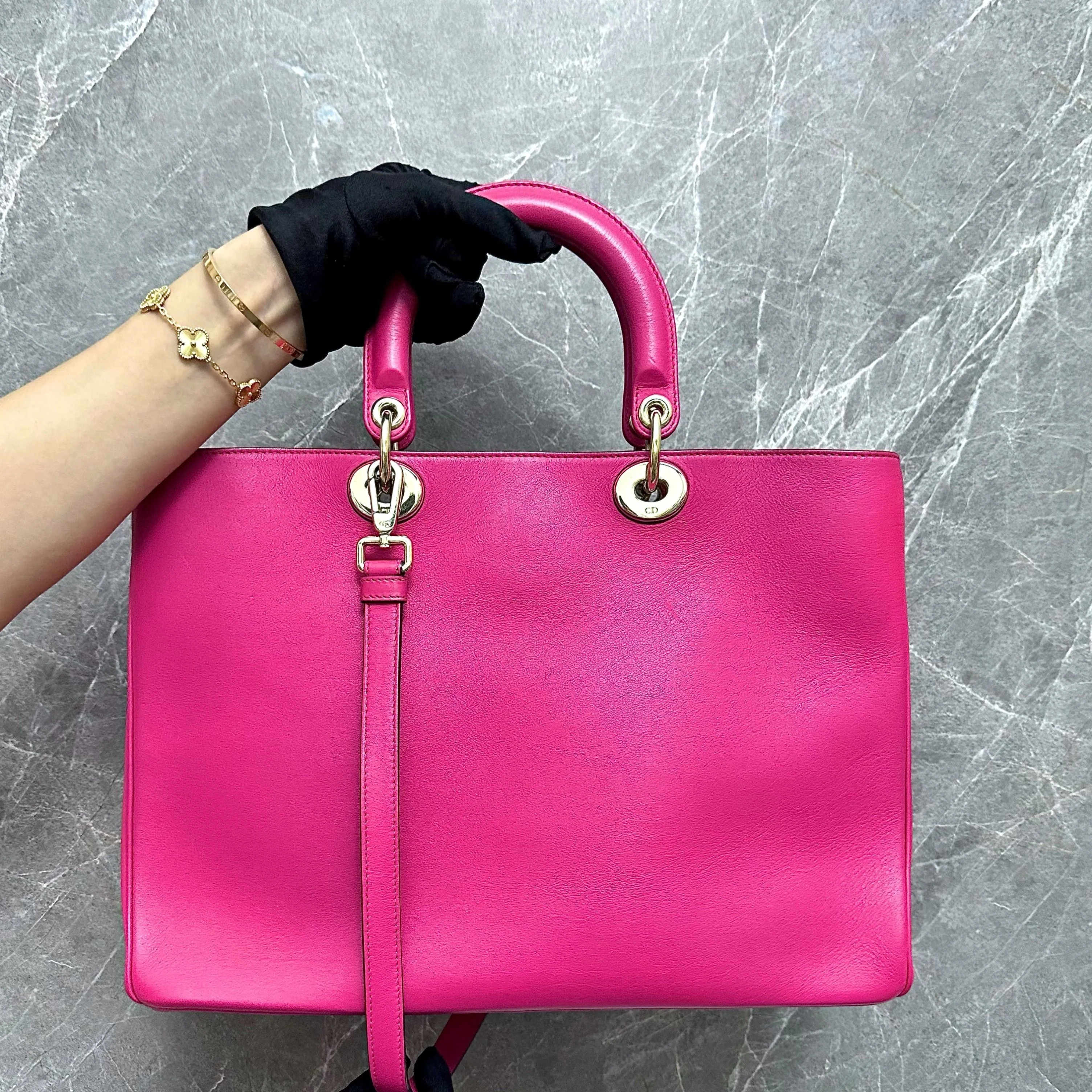 *Fit Laptop* Dior Diorissimo Large Smooth Calfskin Hot Pink GHW - Best Luxury Designers