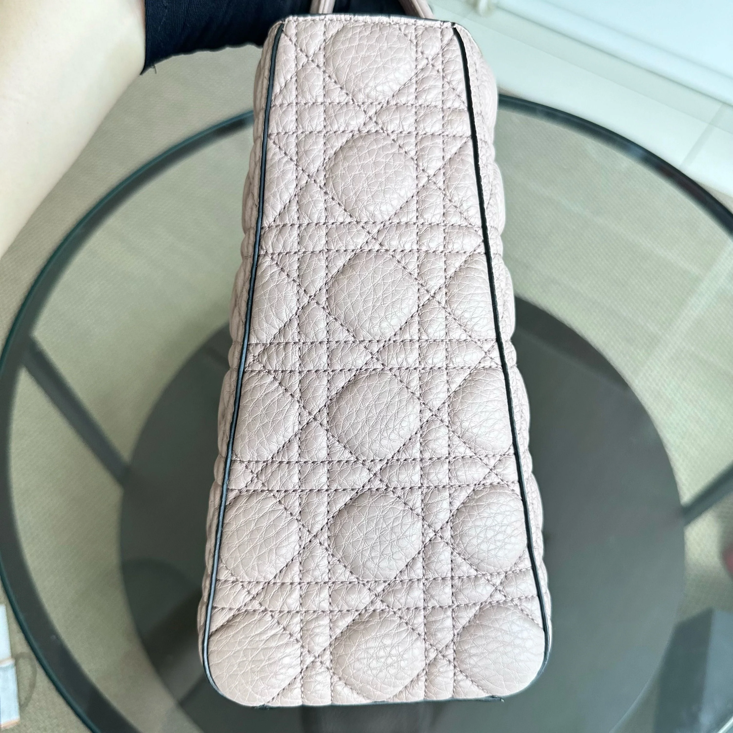 *Flap, Grained Calfskin* Dior Lady Large Grained Calfskin Nude Pink Blush LGHW - Best Luxury Designers