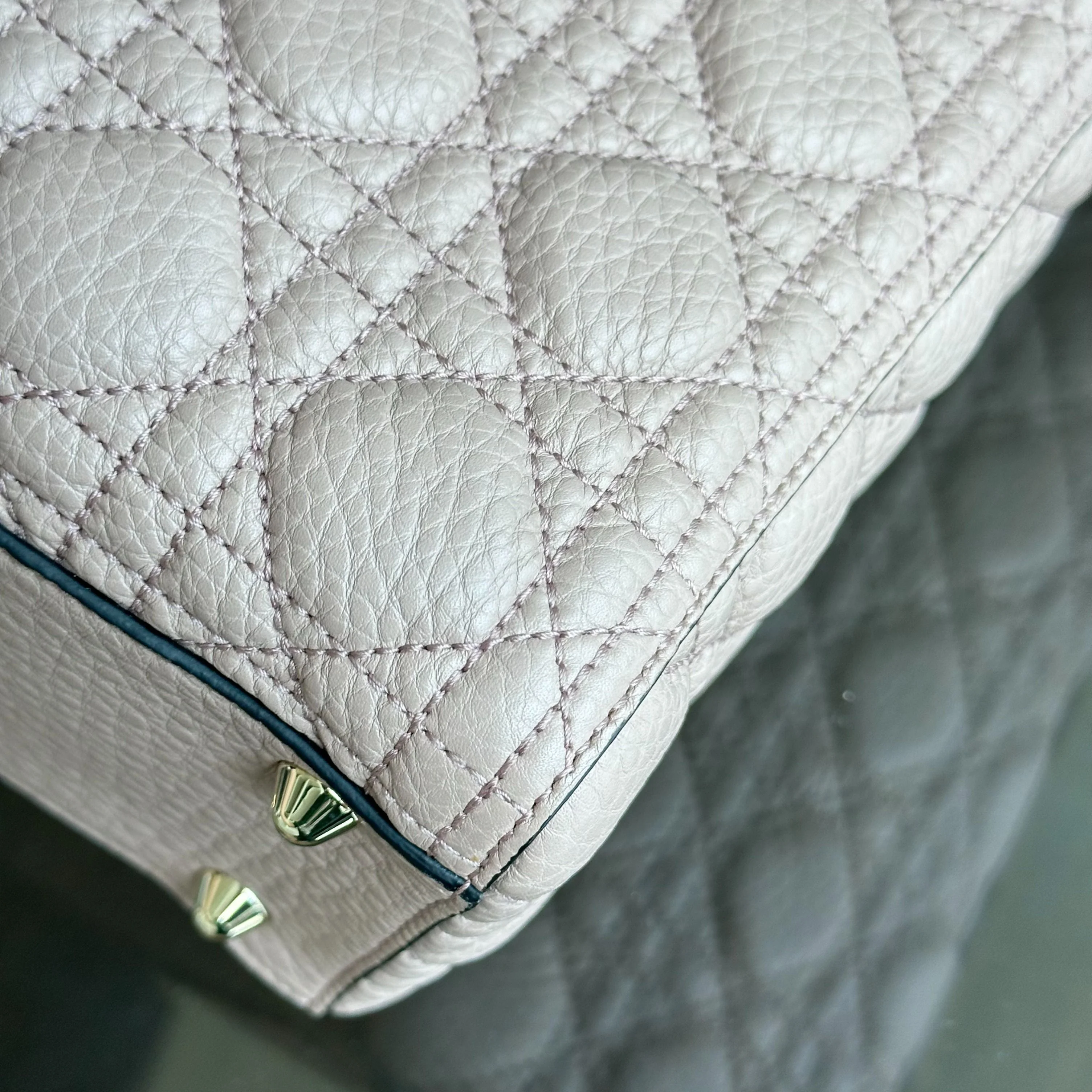 *Flap, Grained Calfskin* Dior Lady Large Grained Calfskin Nude Pink Blush LGHW - Best Luxury Designers