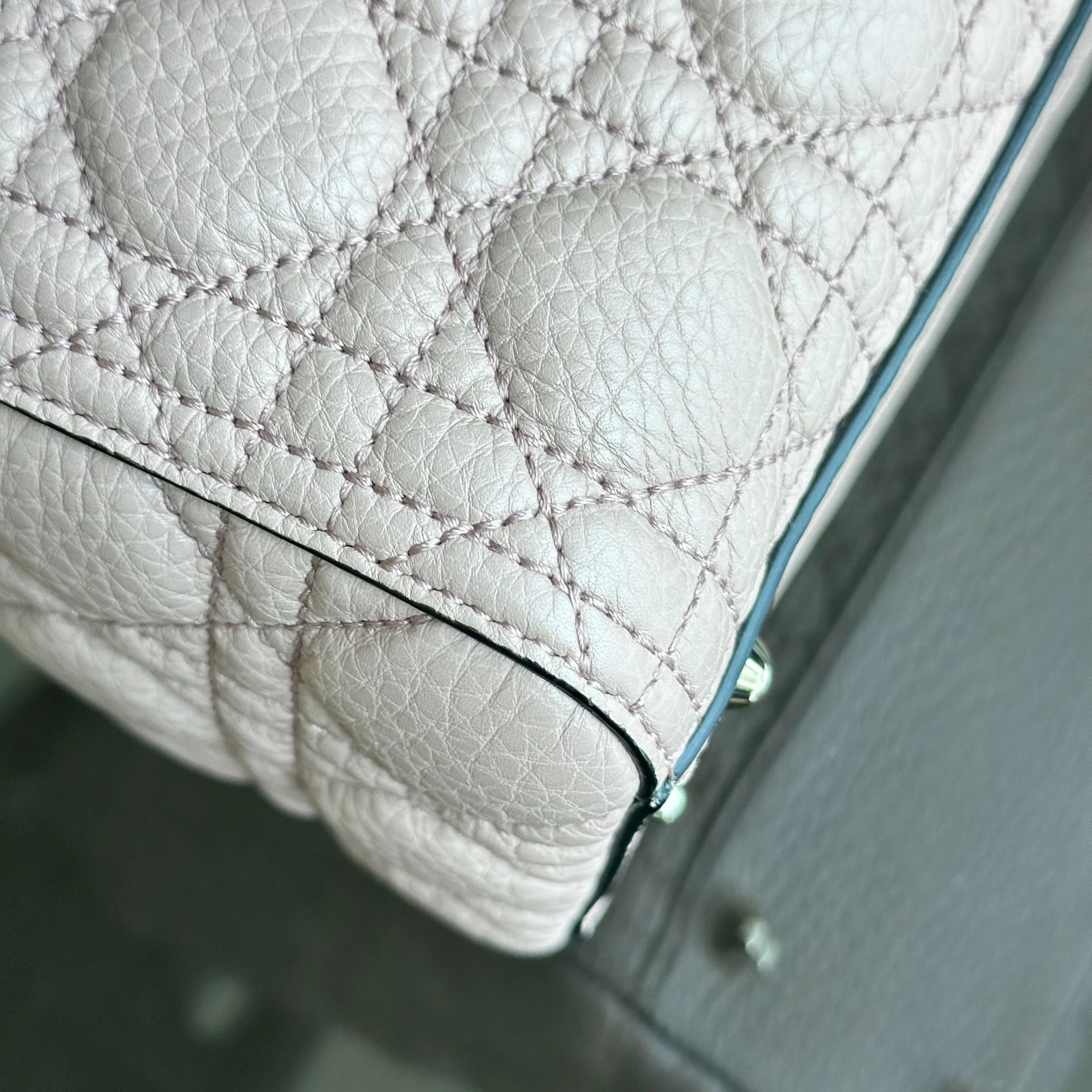 *Flap, Grained Calfskin* Dior Lady Large Grained Calfskin Nude Pink Blush LGHW - Best Luxury Designers