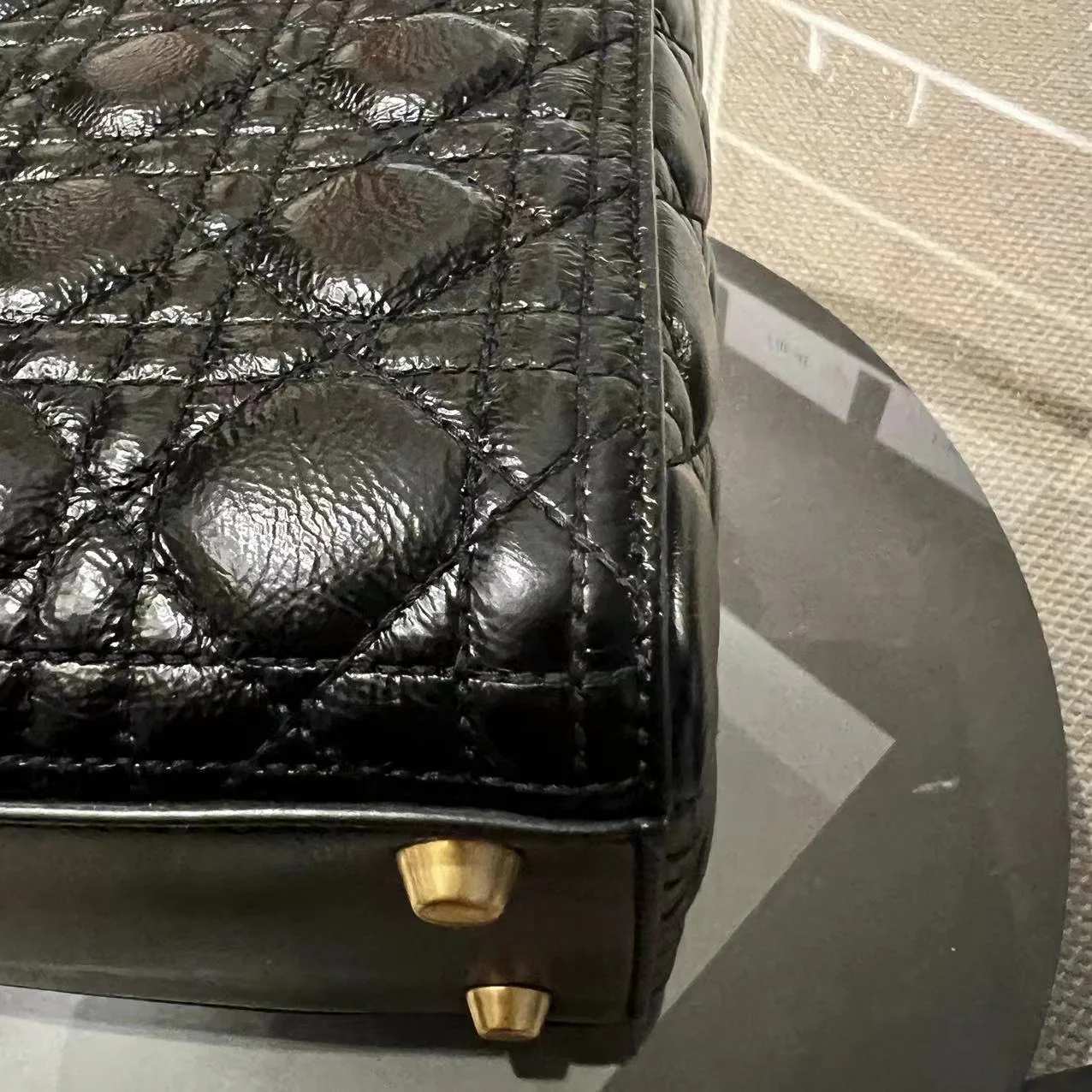 *Flap Version* Dior Lady Large Glazed Calfskin Black Golden Hardware With Strap - Best Luxury Designers