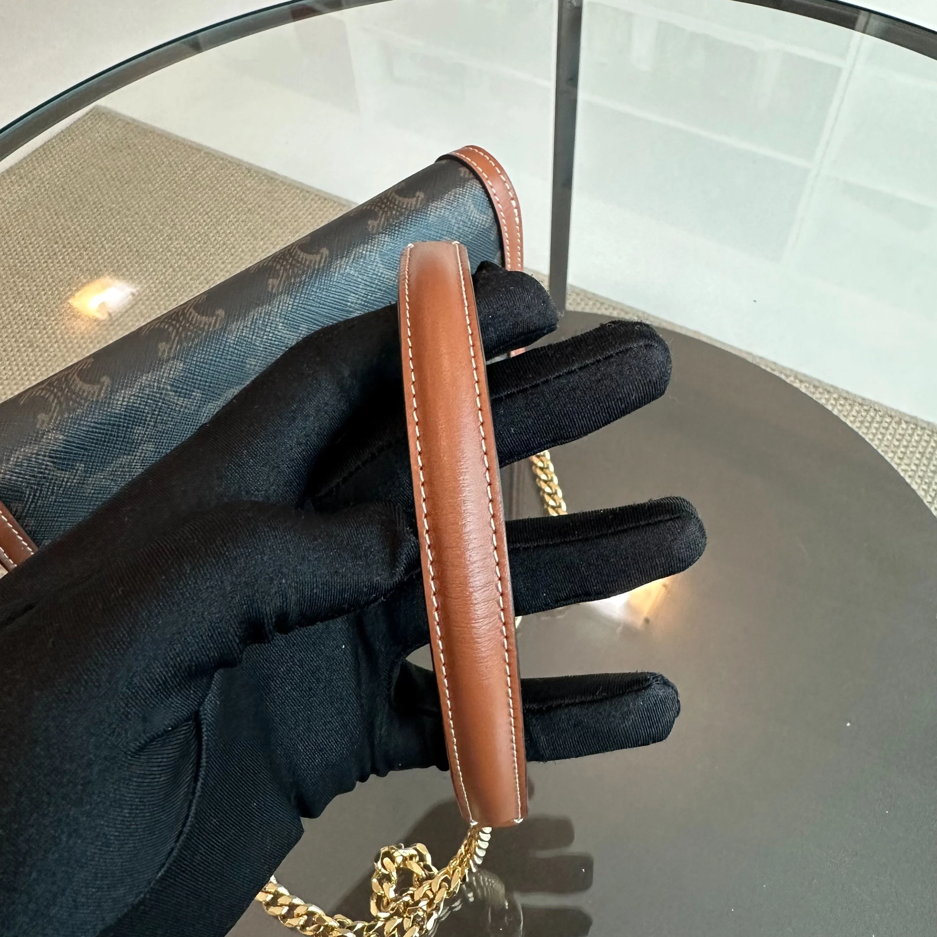 *Full Set* Celine Triomphe Envelope WOC Wallet On Chain Coated Canvas - Best Luxury Designers