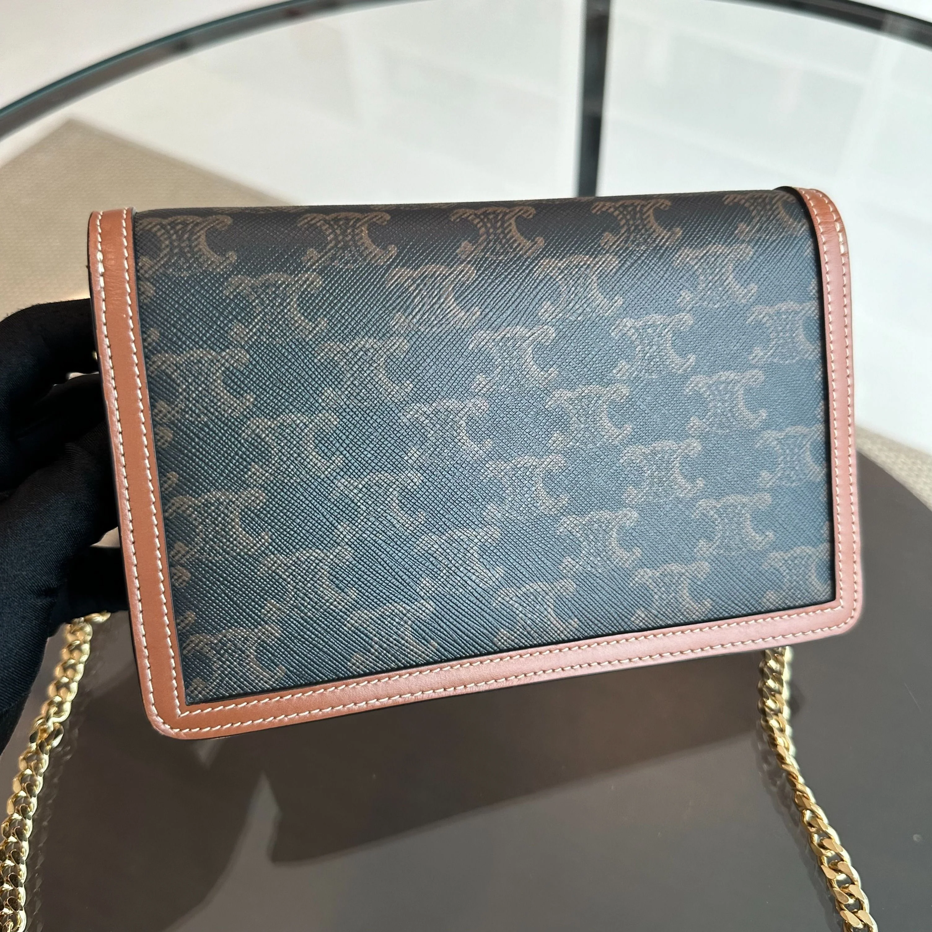 *Full Set* Celine Triomphe Envelope WOC Wallet On Chain Coated Canvas - Best Luxury Designers