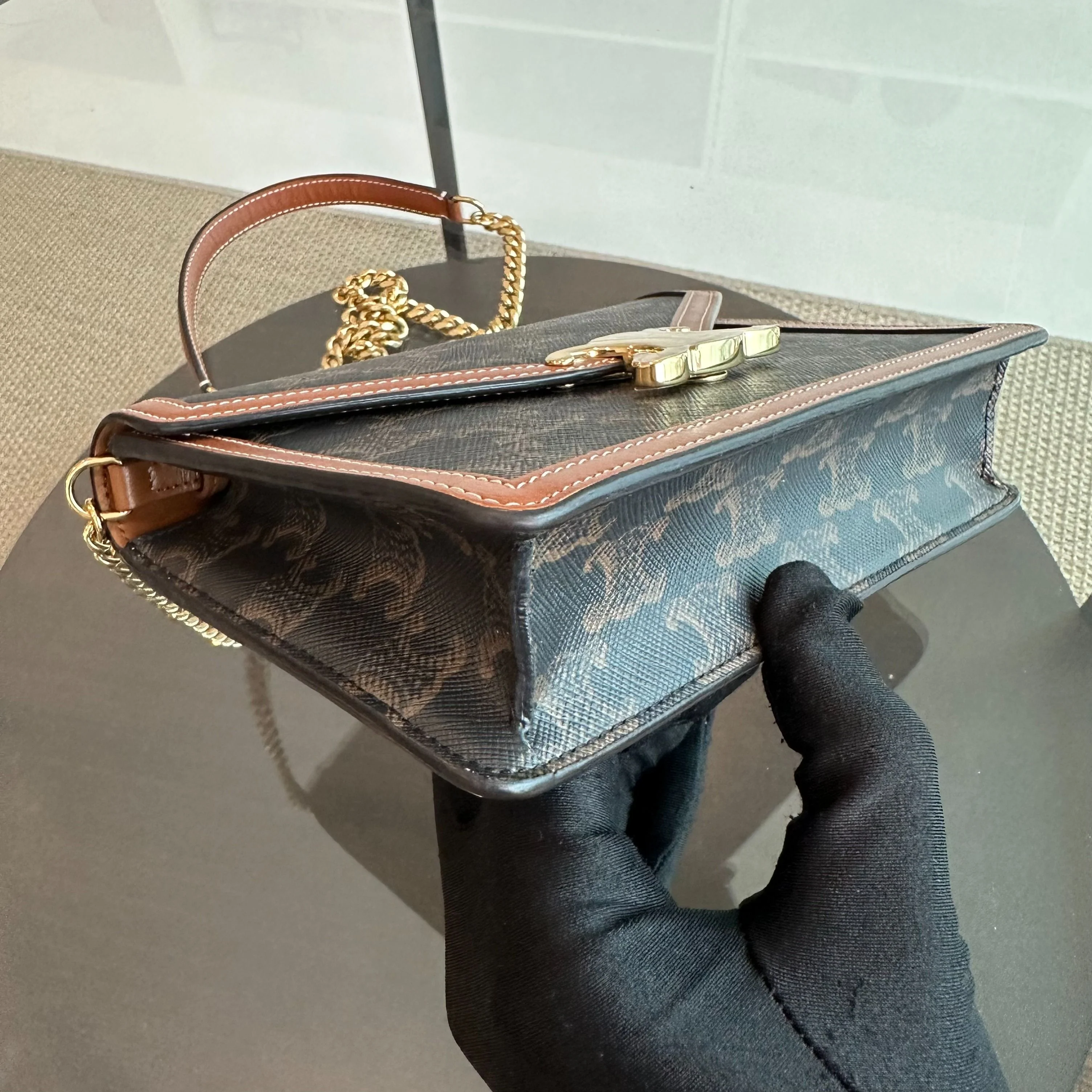 *Full Set* Celine Triomphe Envelope WOC Wallet On Chain Coated Canvas - Best Luxury Designers