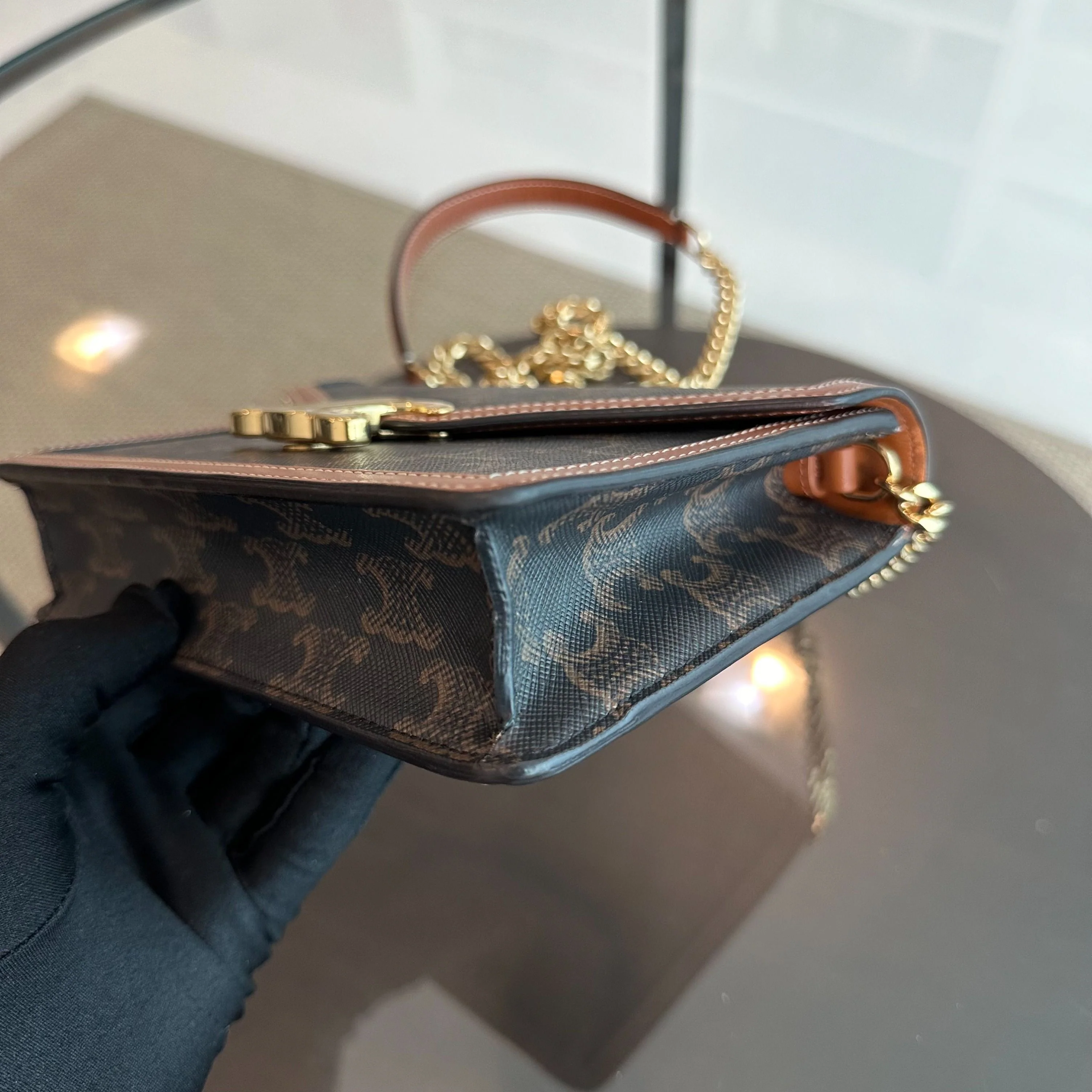 *Full Set* Celine Triomphe Envelope WOC Wallet On Chain Coated Canvas - Best Luxury Designers