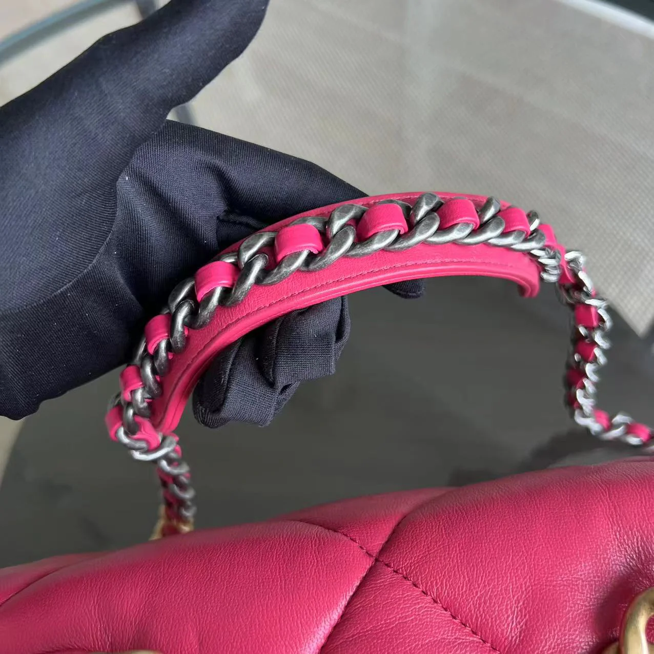 *Full Set, Receipt* Chanel 19bag C19 Goatskin Quilted Small Hot Pink Two-tone Hardware Series 29 - Best Luxury Designers