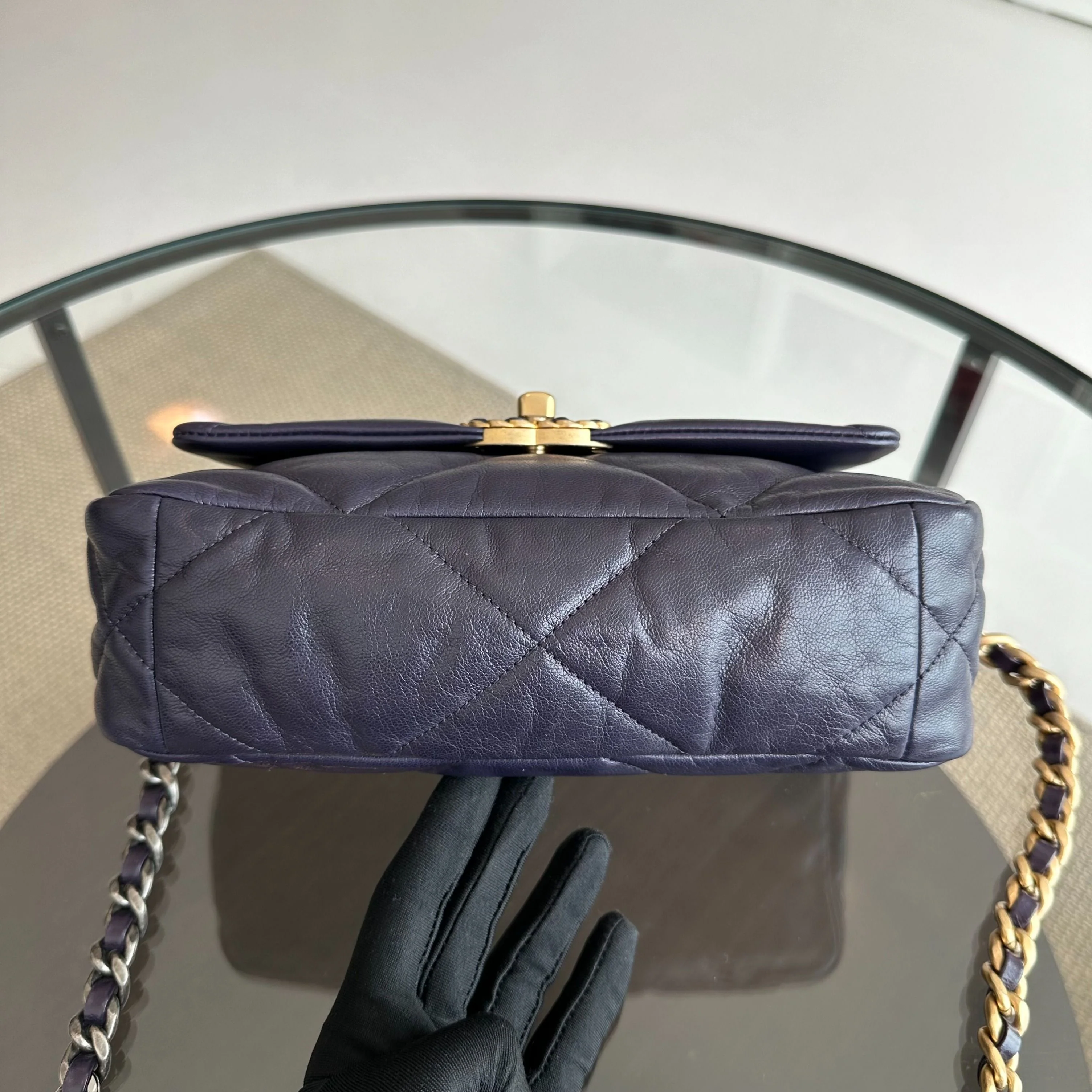 *Full Set, Receipt* Chanel C19 Small 19 Bag Goatskin Dark Purple 3-Tone 19Bag GHW No 30 - Best Luxury Designers