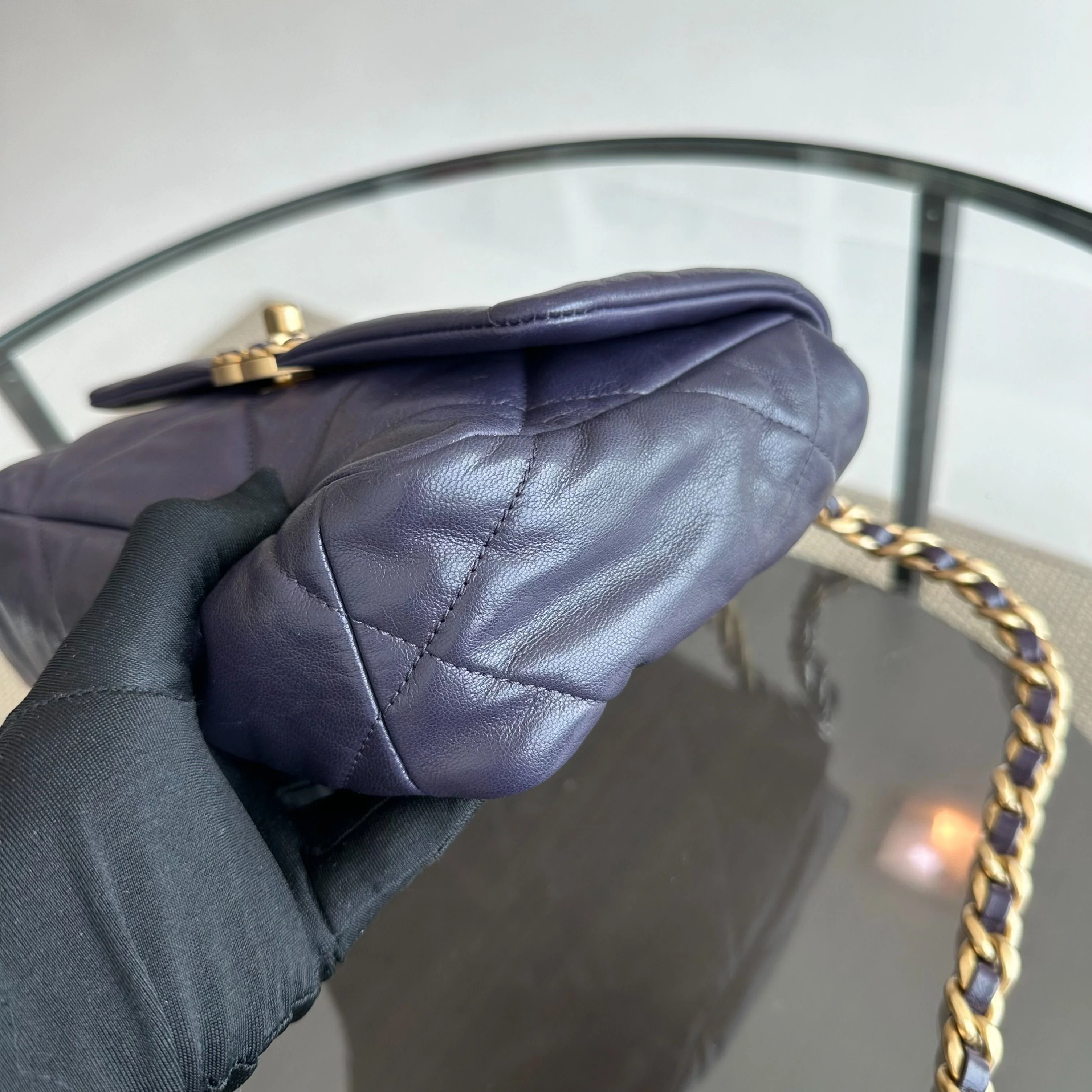 *Full Set, Receipt* Chanel C19 Small 19 Bag Goatskin Dark Purple 3-Tone 19Bag GHW No 30 - Best Luxury Designers