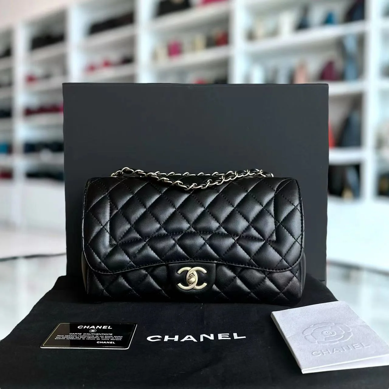 *Full Set Receipt* Chanel Mademoiselle Chic Seasonal Flap Medium 26CM Lambskin Black GHW No 21 - Best Luxury Designers