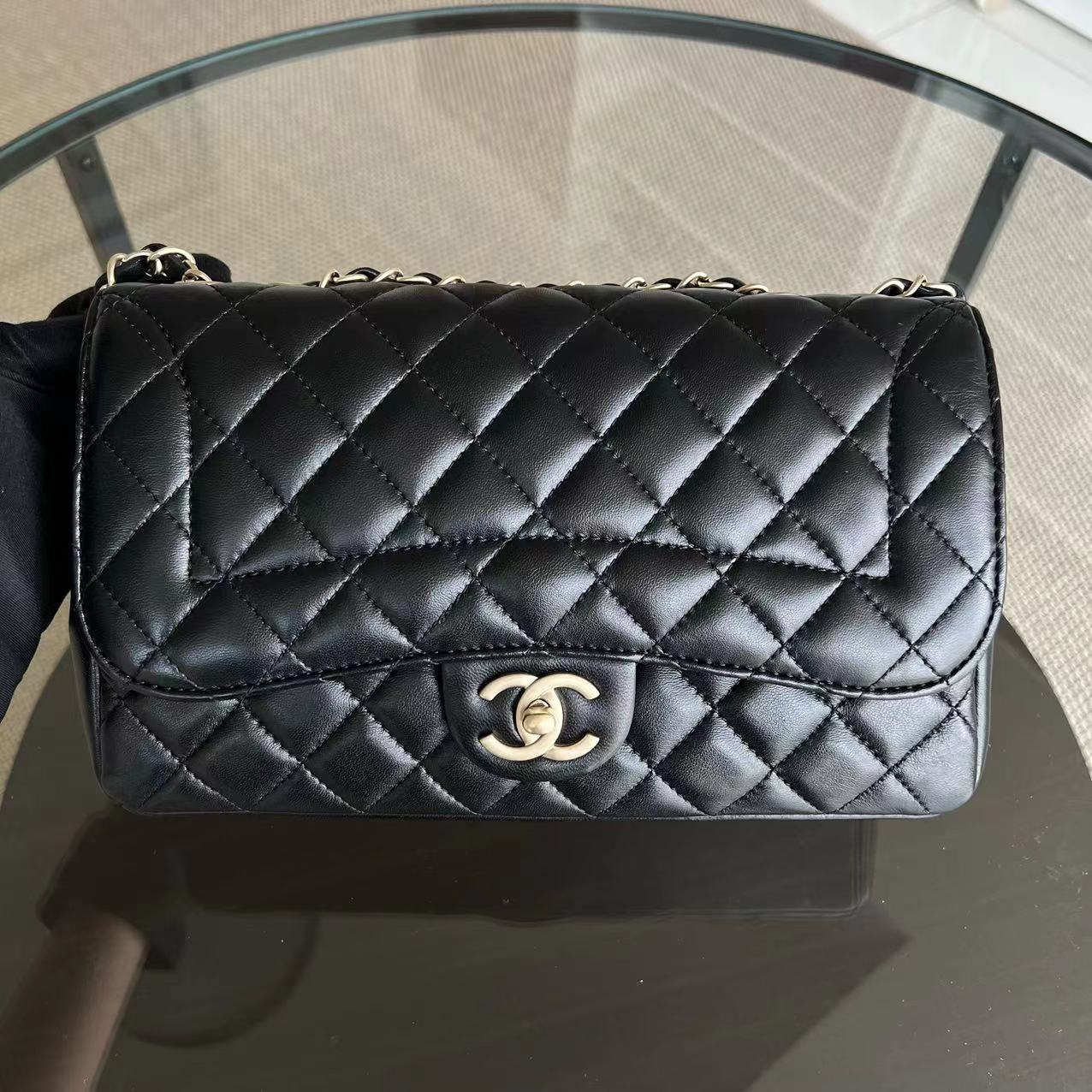 *Full Set Receipt* Chanel Mademoiselle Chic Seasonal Flap Medium 26CM Lambskin Black GHW No 21 - Best Luxury Designers