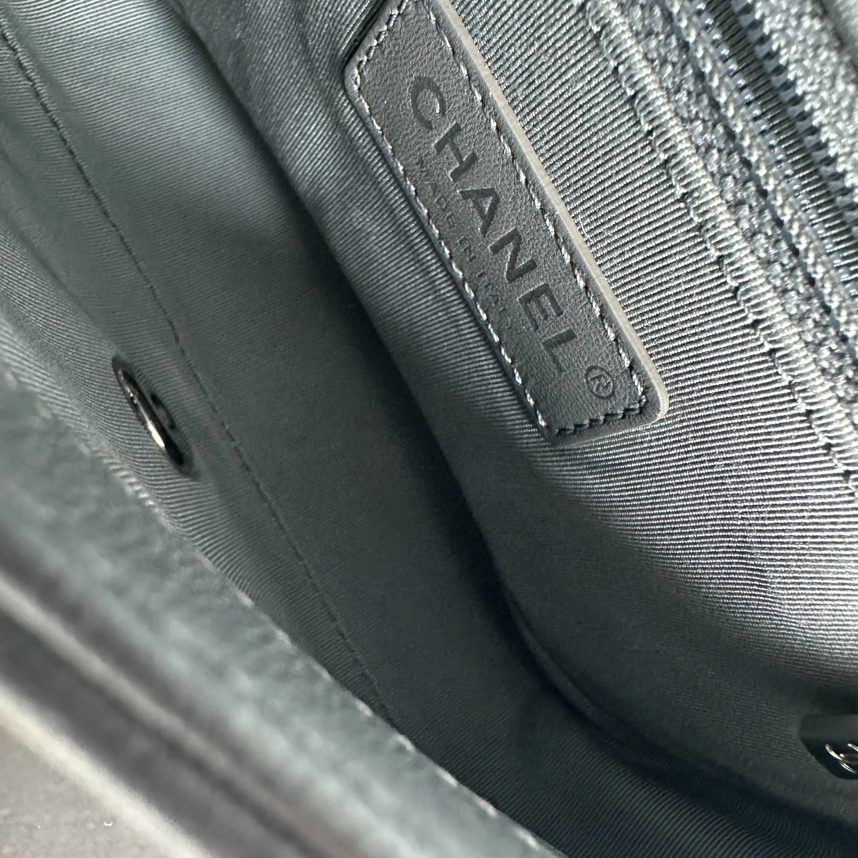 *Full Set, Receipt* Chanel Mademoiselle Small Seasonal Double Flap Chevron Calfskin Silver No 24 - Best Luxury Designers