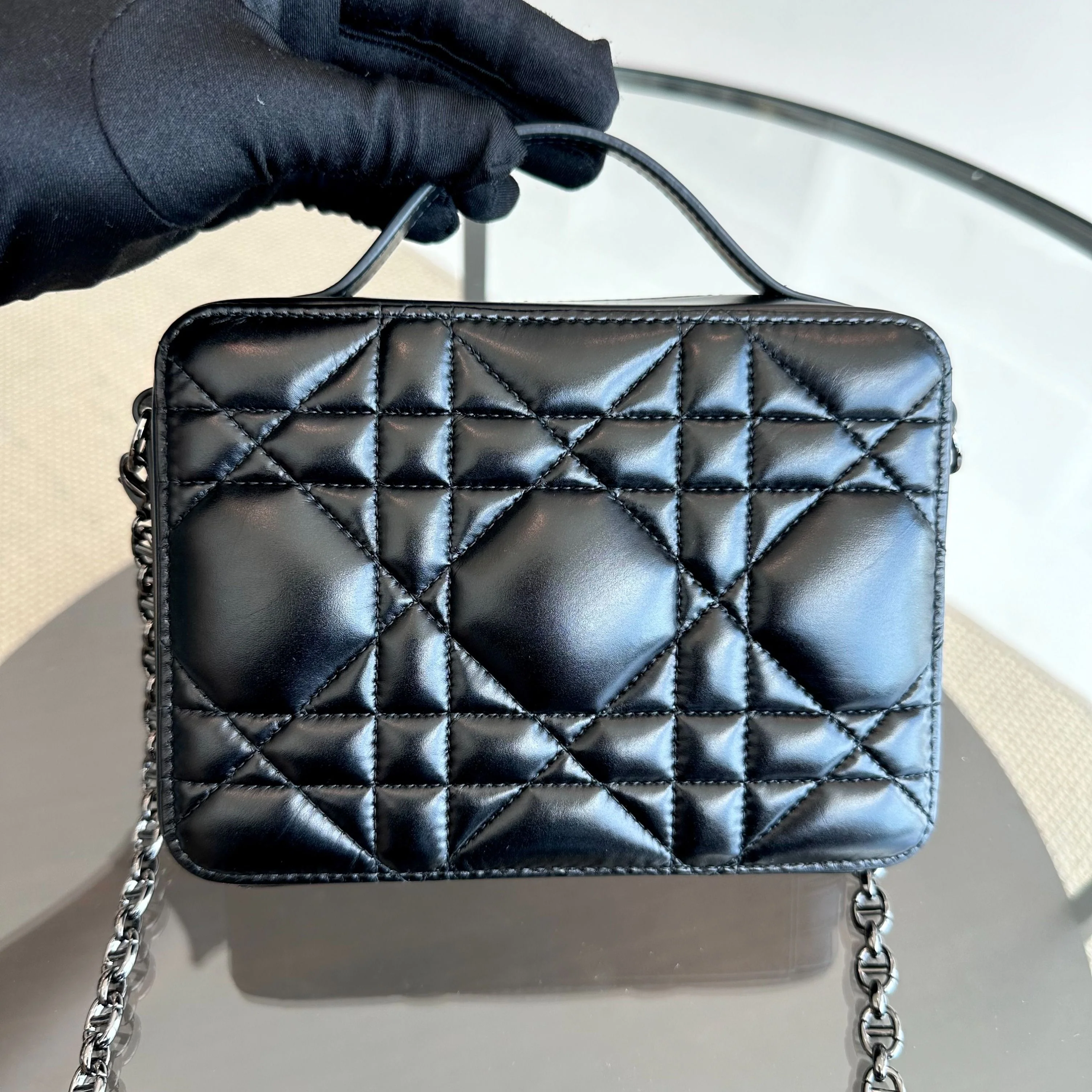 *Full Set, Receipt* Dior Caro Box Cannage Lambskin Black SHW - Best Luxury Designers