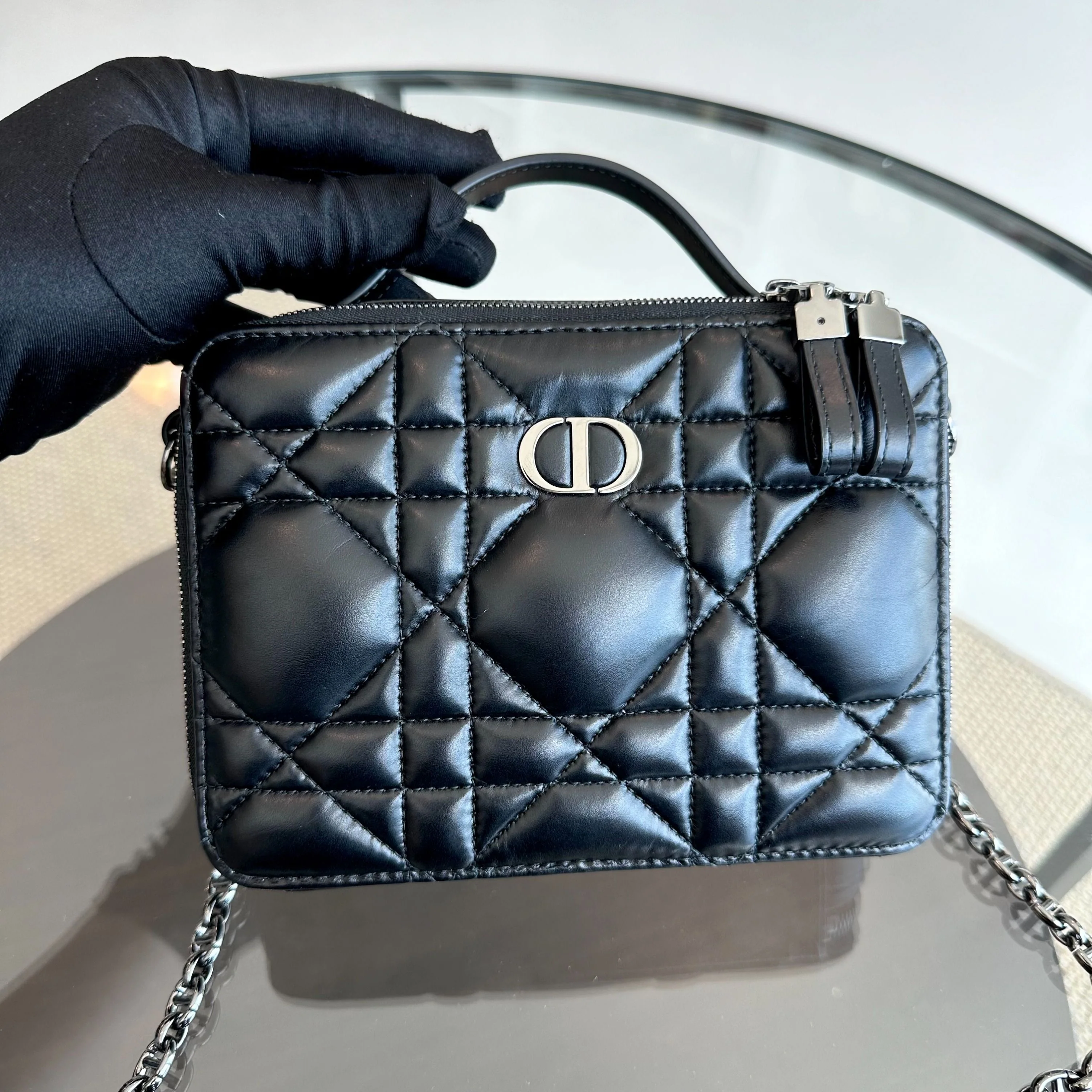 *Full Set, Receipt* Dior Caro Box Cannage Lambskin Black SHW - Best Luxury Designers