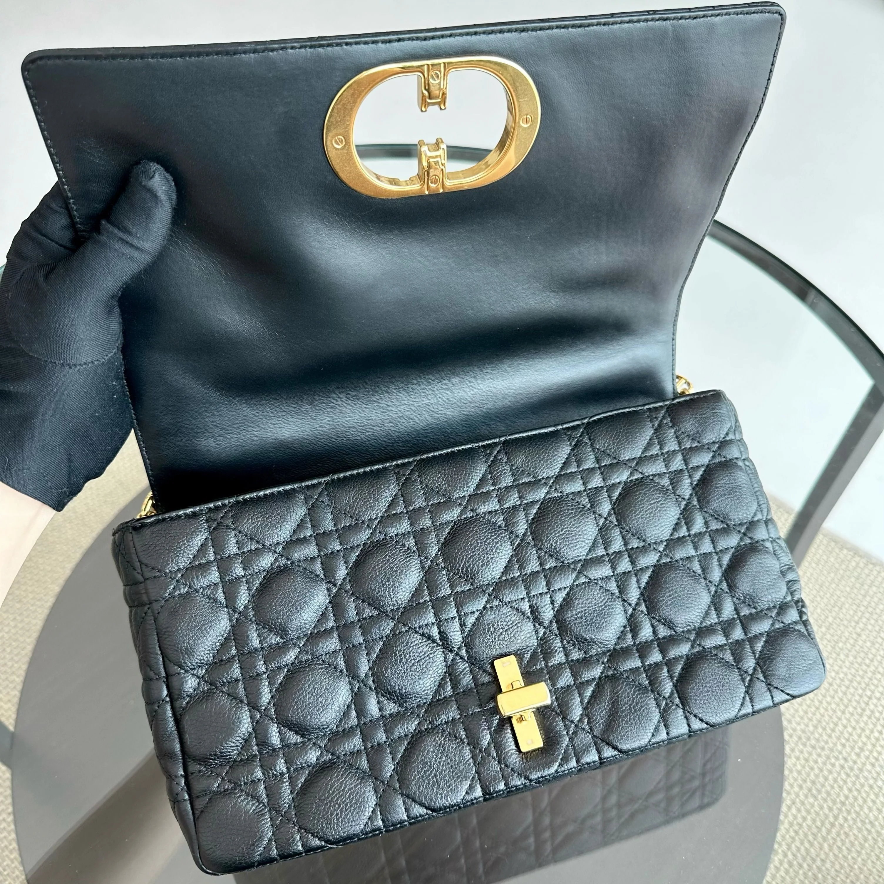 *Full Set, Receipt* Dior Caro Large Cannage Calfskin Black GHW - Best Luxury Designers