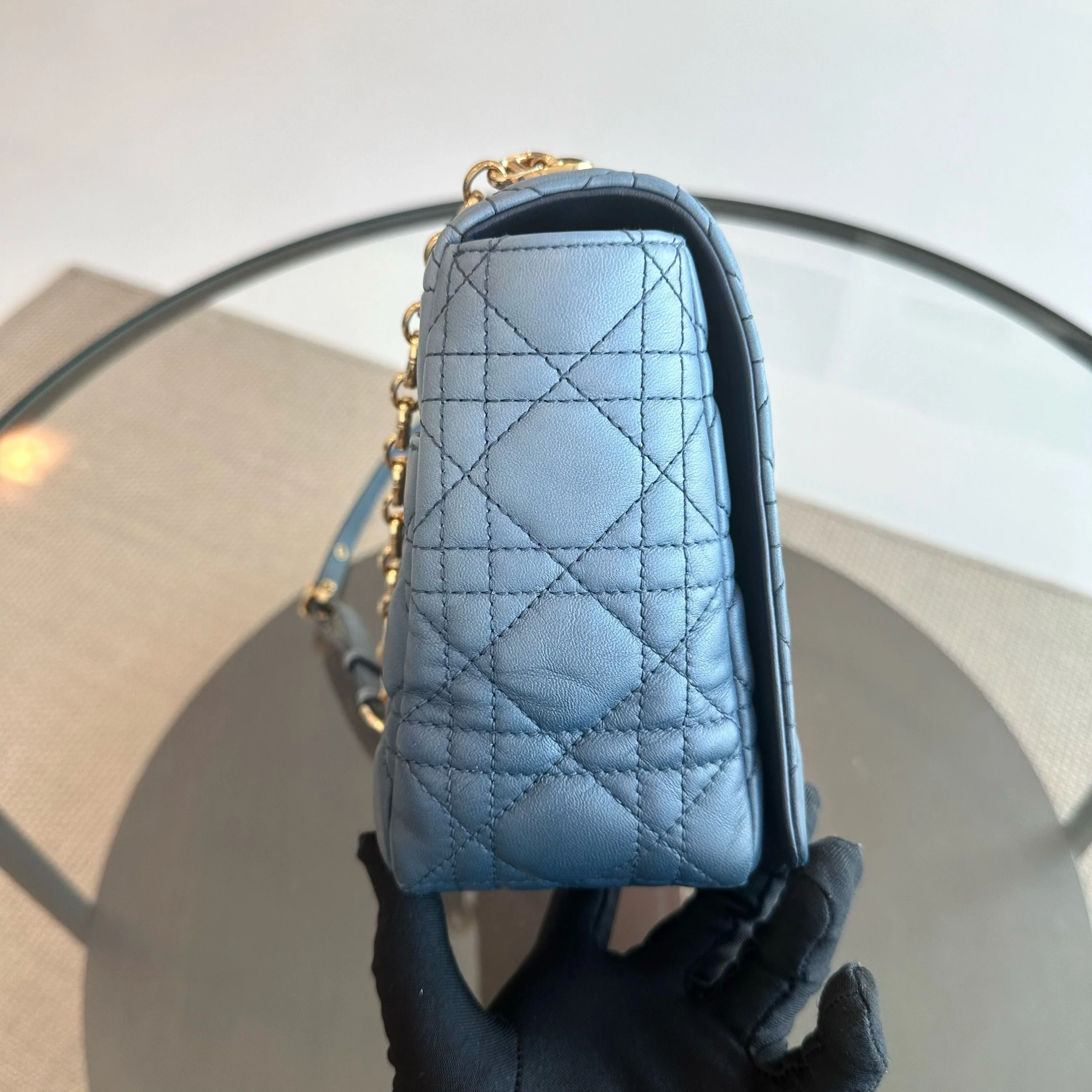 *Full Set Receipt* Dior Caro Large Flap Calfskin Gradient Blue GHW - Best Luxury Designers