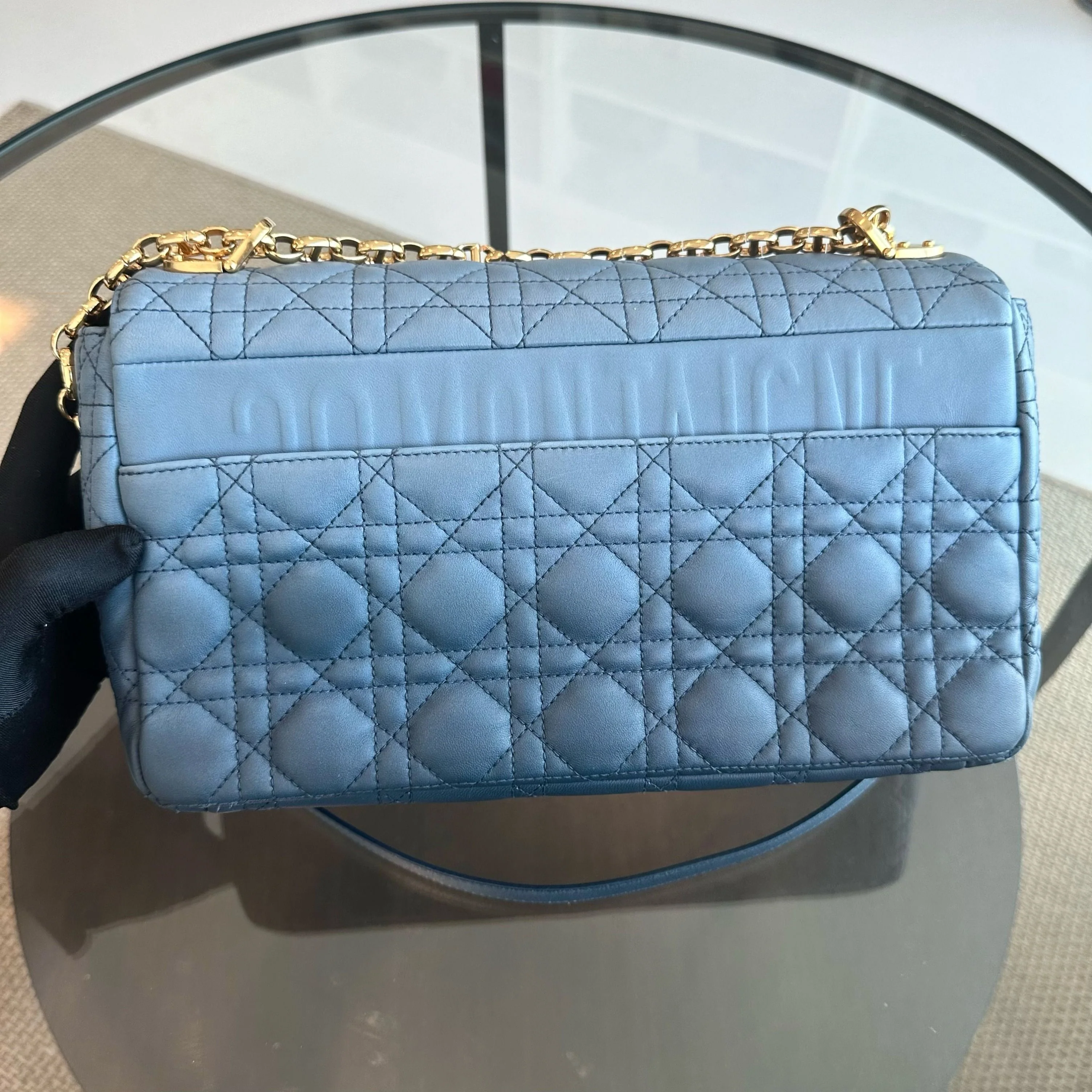 *Full Set Receipt* Dior Caro Large Flap Calfskin Gradient Blue GHW - Best Luxury Designers