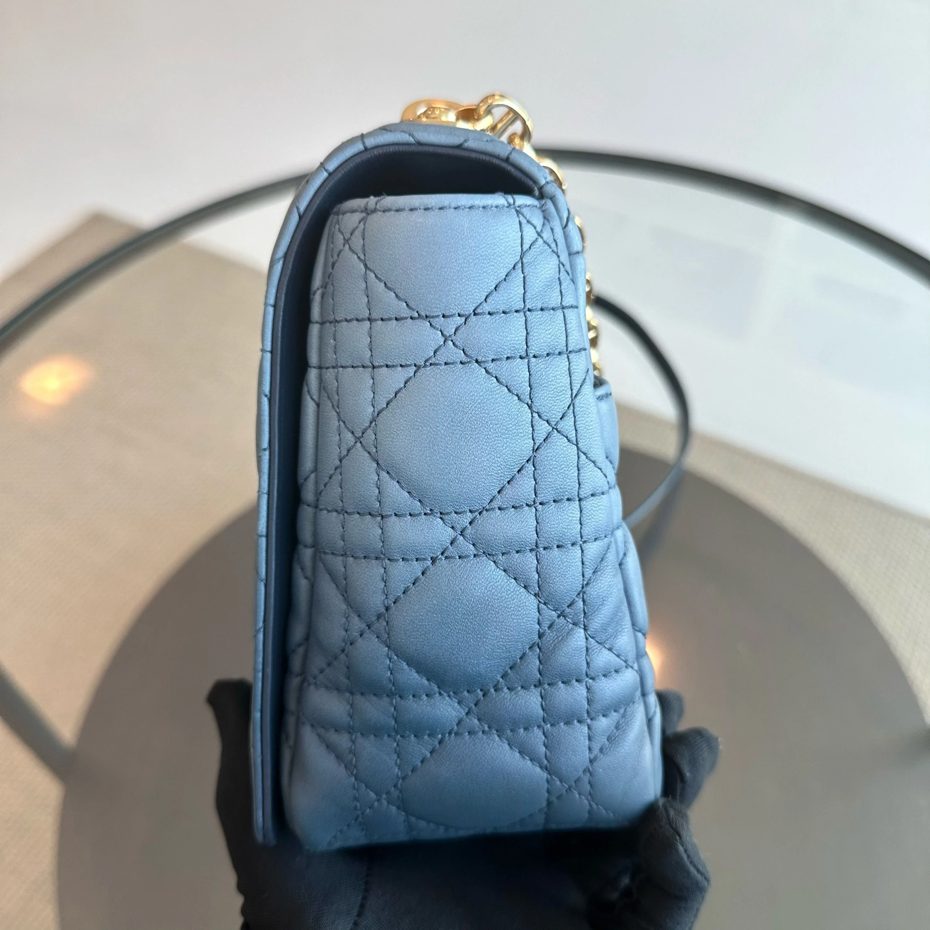 *Full Set Receipt* Dior Caro Large Flap Calfskin Gradient Blue GHW - Best Luxury Designers