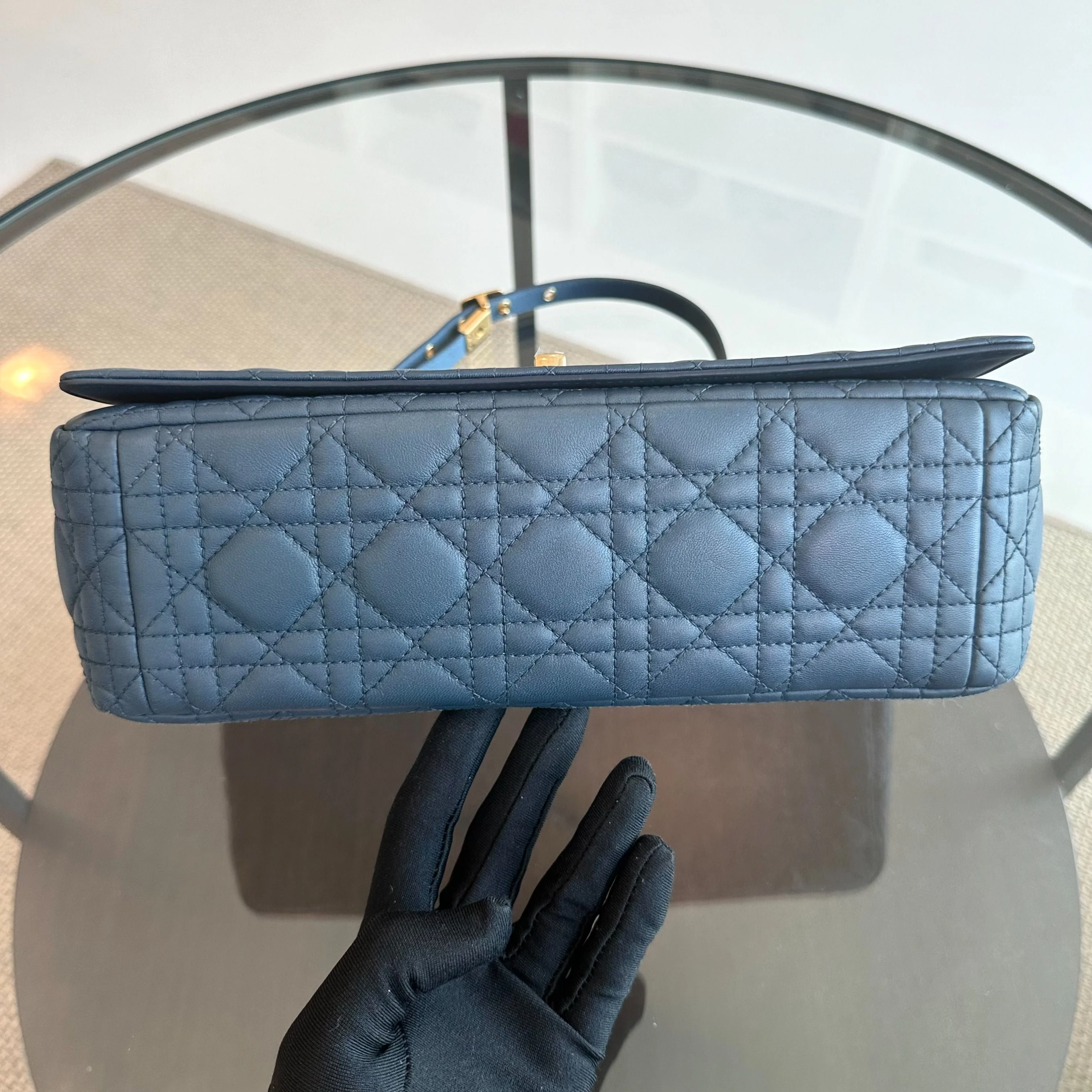 *Full Set Receipt* Dior Caro Large Flap Calfskin Gradient Blue GHW - Best Luxury Designers