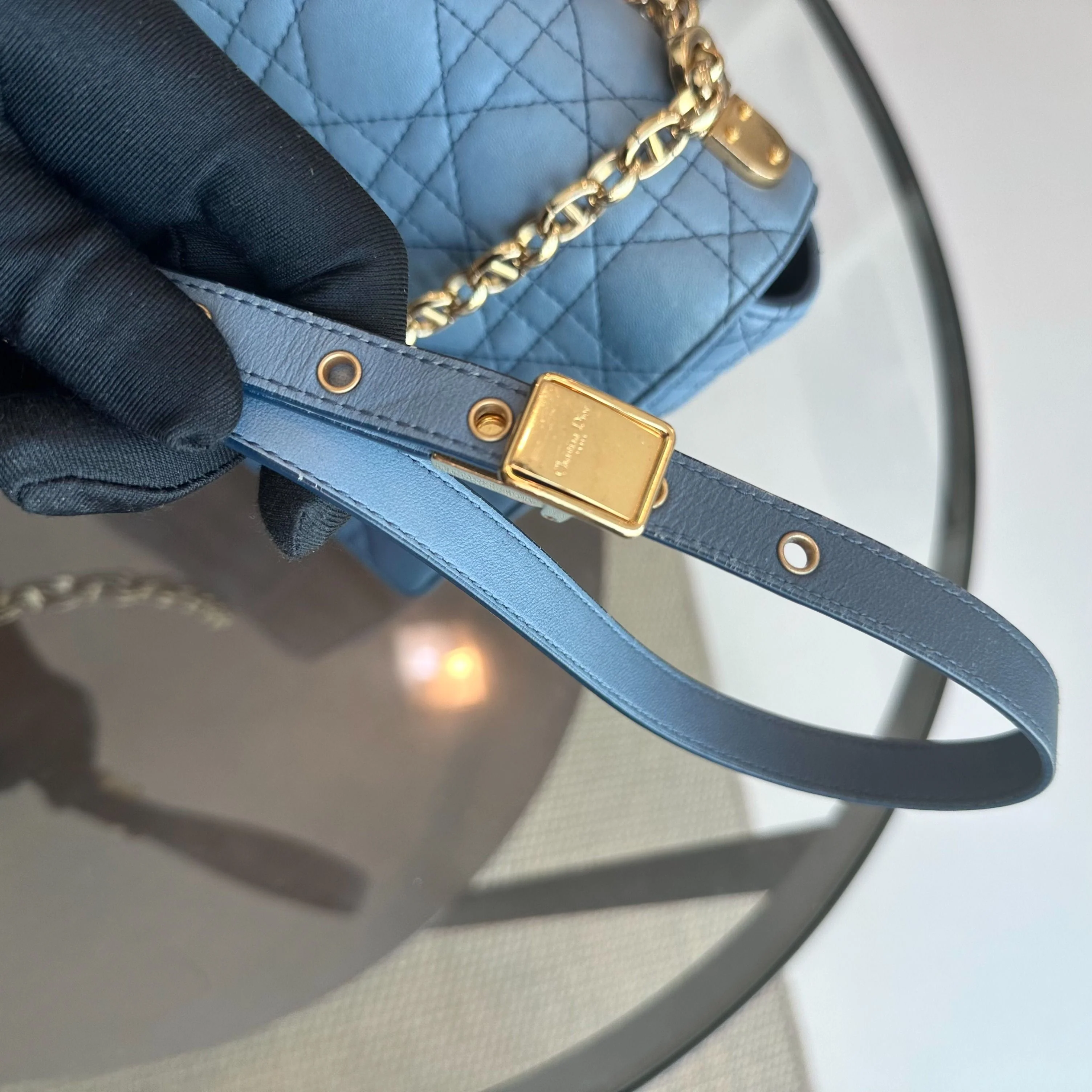 *Full Set Receipt* Dior Caro Large Flap Calfskin Gradient Blue GHW - Best Luxury Designers