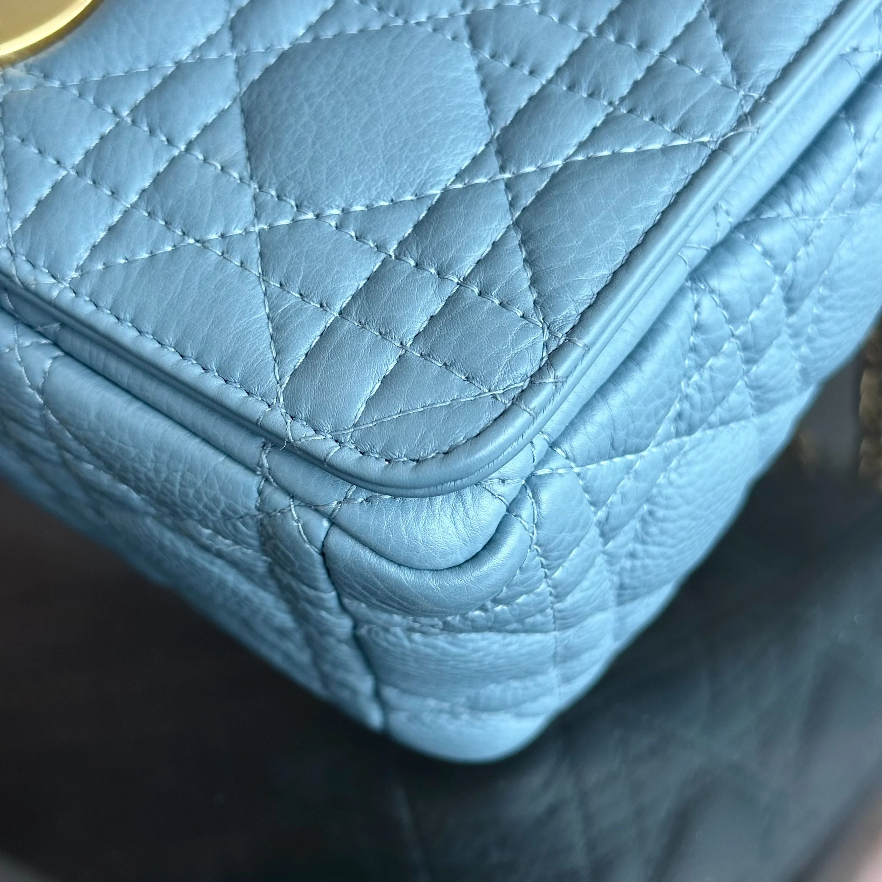 *Full Set, Receipt* Dior Caro Medium Calfskin Flap Haze Blue GHW - Best Luxury Designers