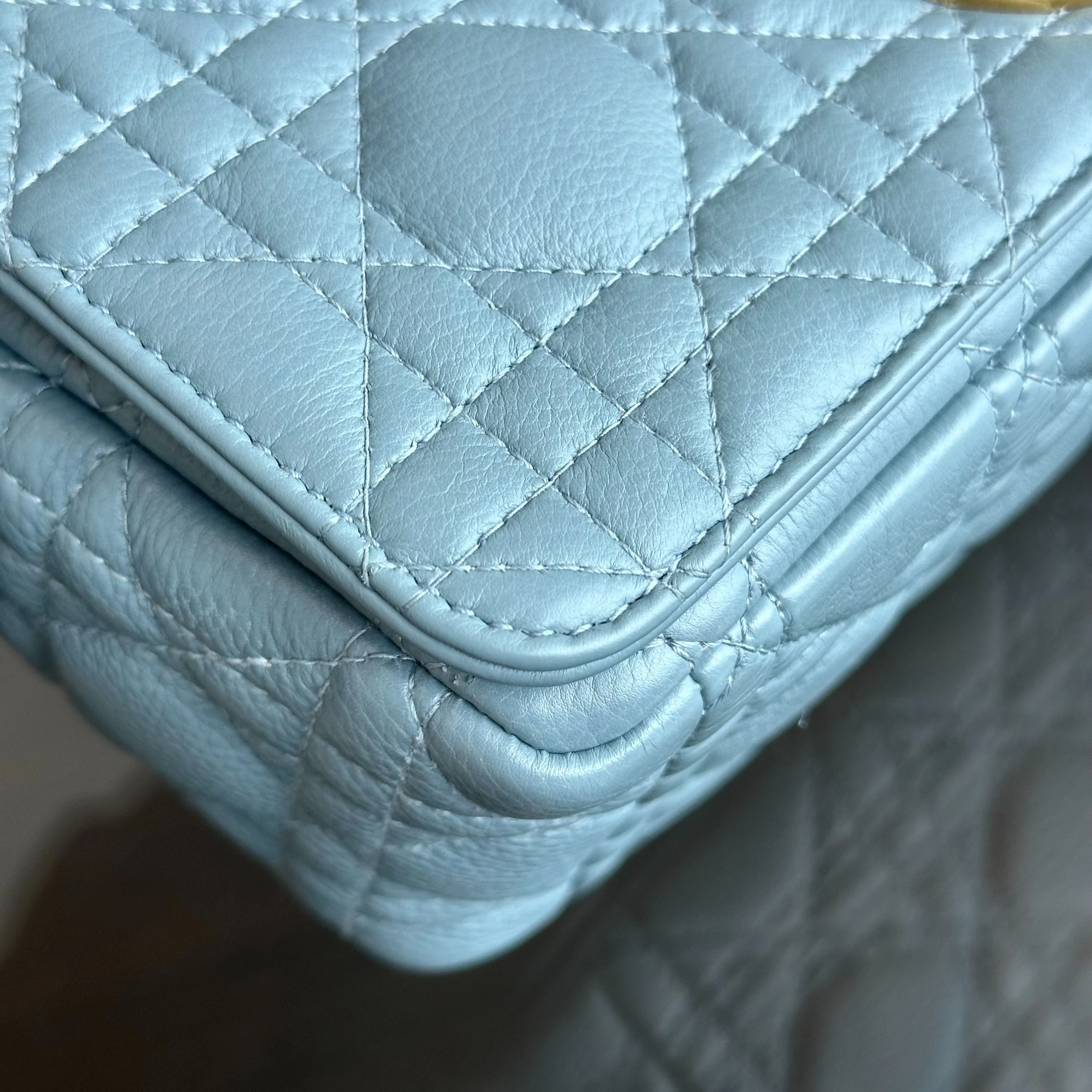 *Full Set, Receipt* Dior Caro Medium Calfskin Flap Haze Blue GHW - Best Luxury Designers