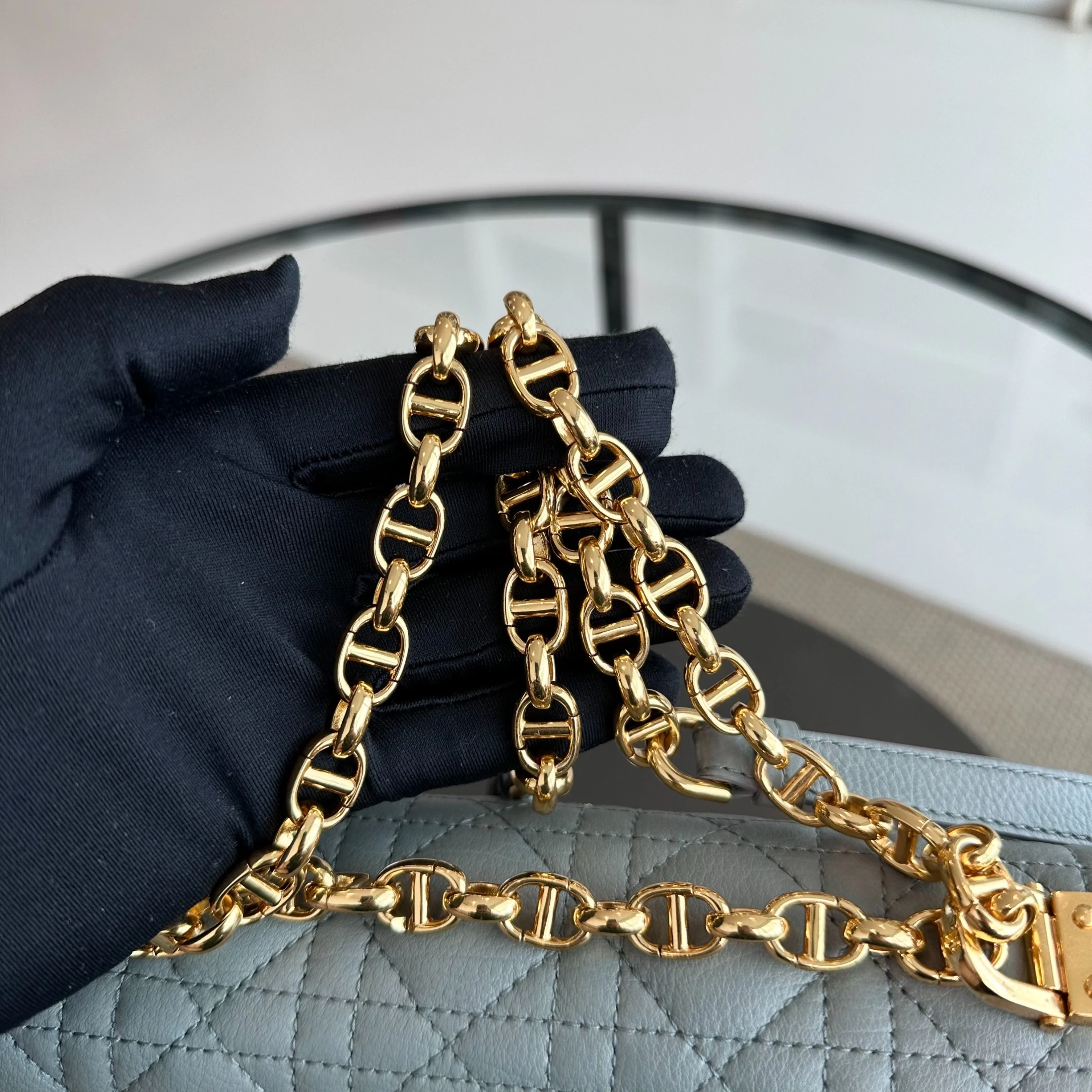 *Full Set, Receipt* Dior Caro Medium Grained Calfskin Cannage Flap Grey GHW - Best Luxury Designers