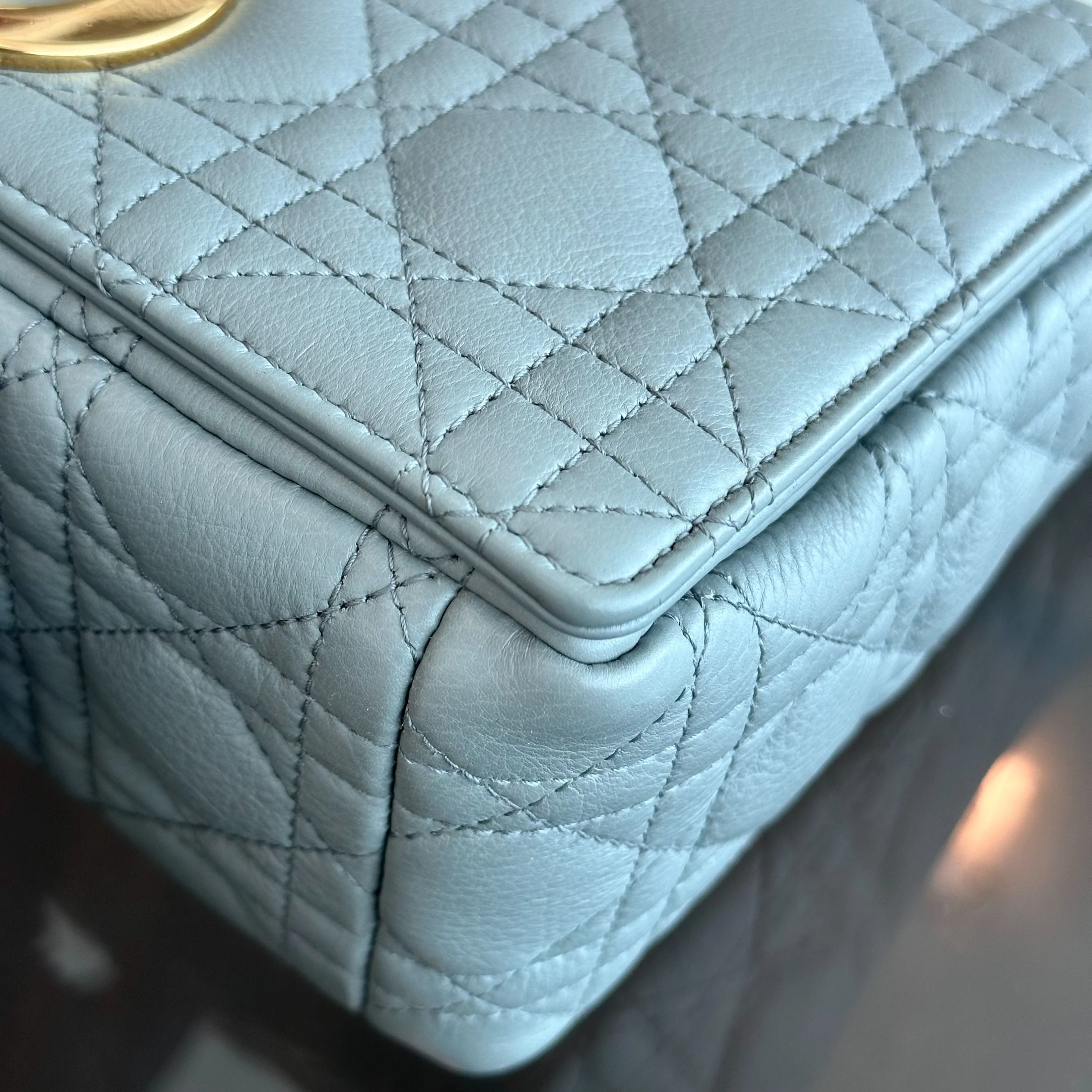 *Full Set, Receipt* Dior Caro Medium Grained Calfskin Cannage Flap Grey GHW - Best Luxury Designers