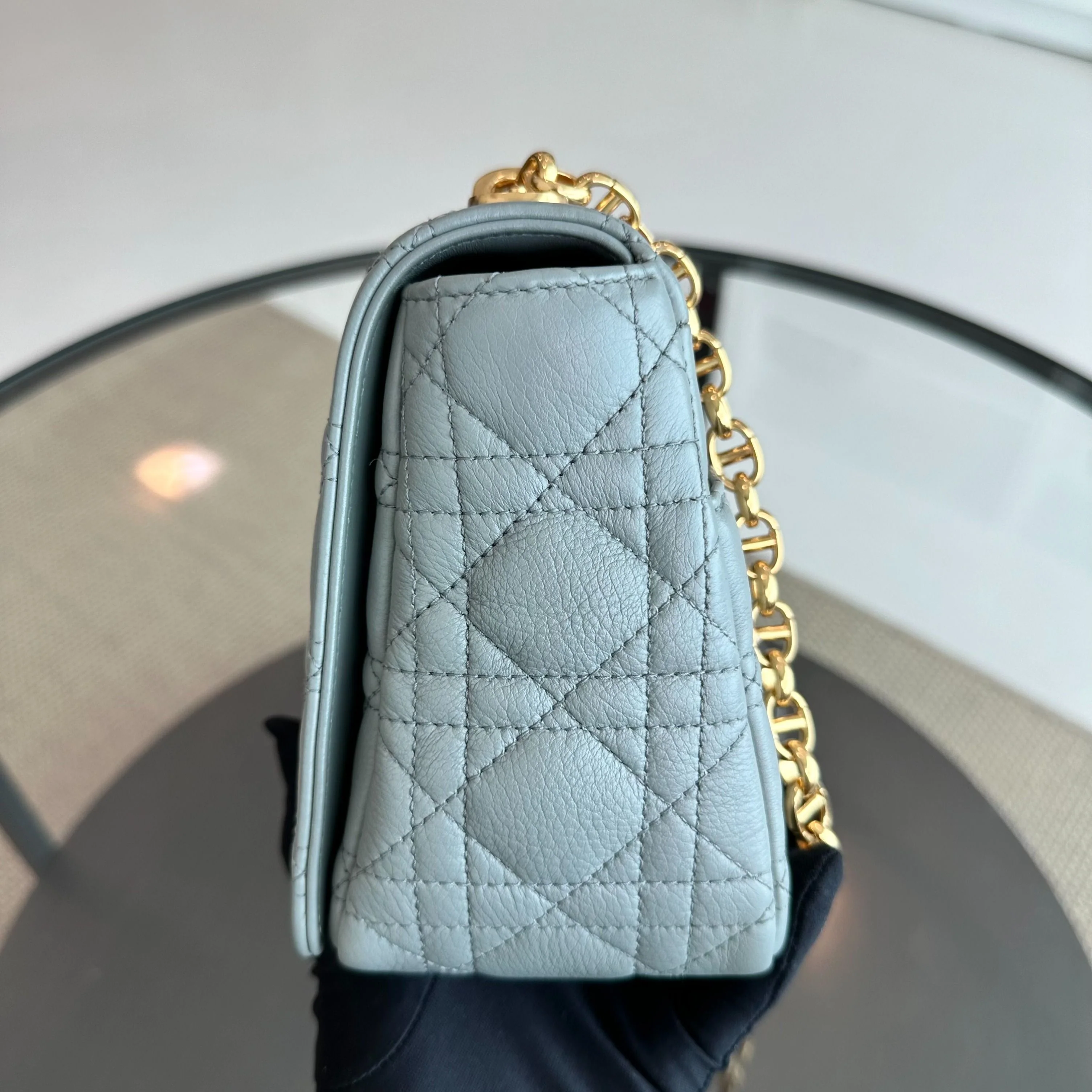 *Full Set, Receipt* Dior Caro Medium Grained Calfskin Cannage Flap Grey GHW - Best Luxury Designers