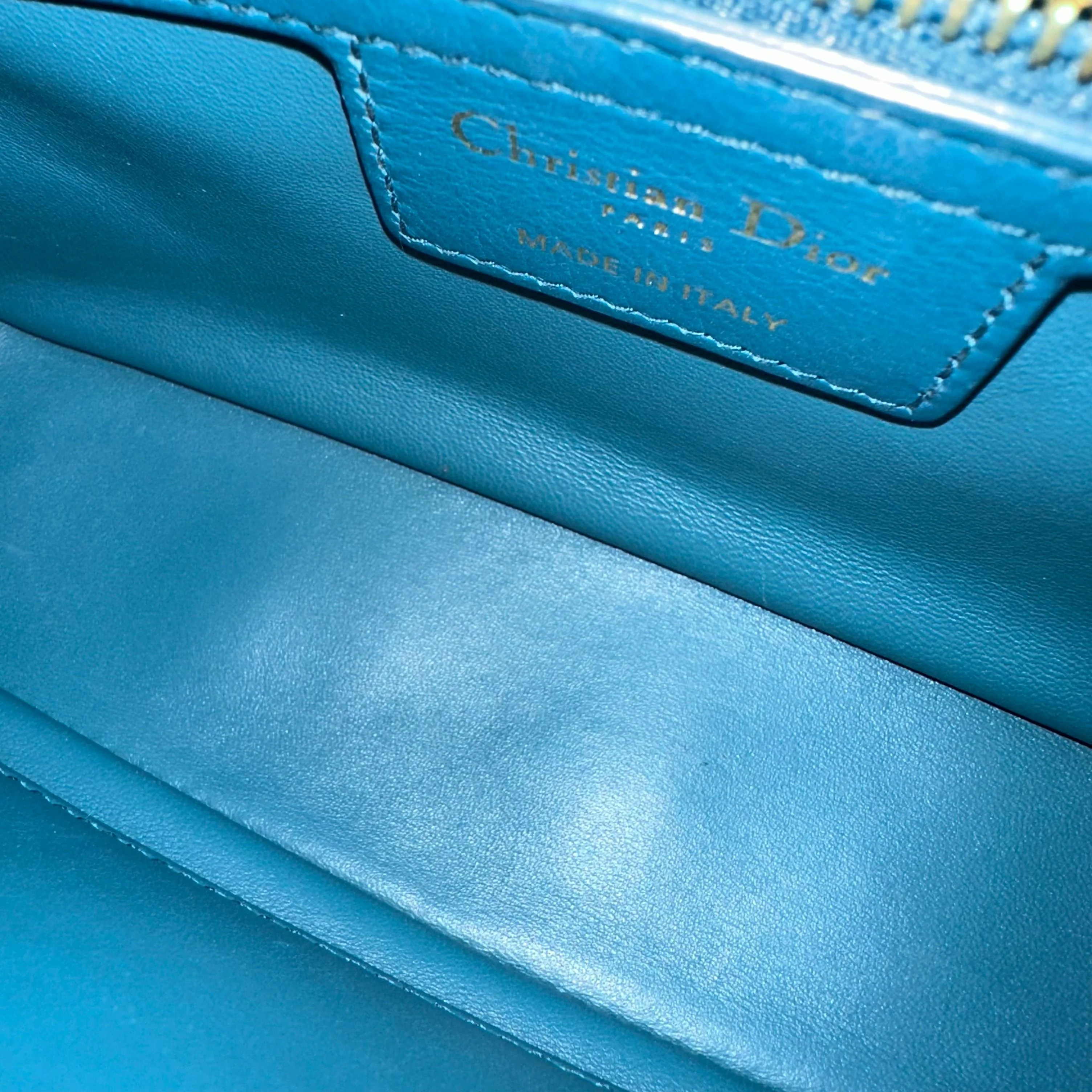 *Full Set, Receipt* Dior Caro Small Cannage Flap Bag Blue Calfskin GHW - Best Luxury Designers