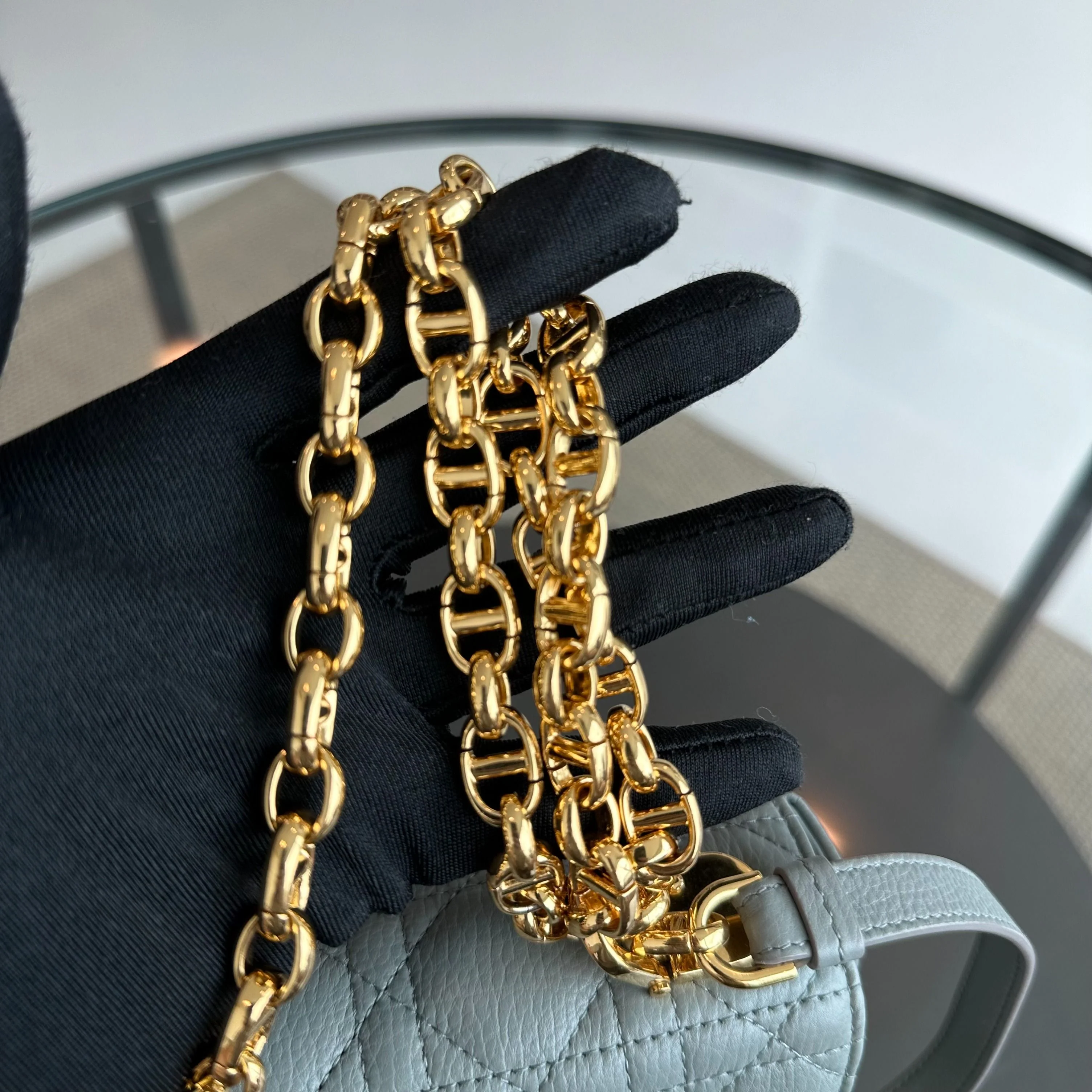 *Full Set, Receipt* Dior Caro Small Cannage Flap Bag Grey GHW - Best Luxury Designers