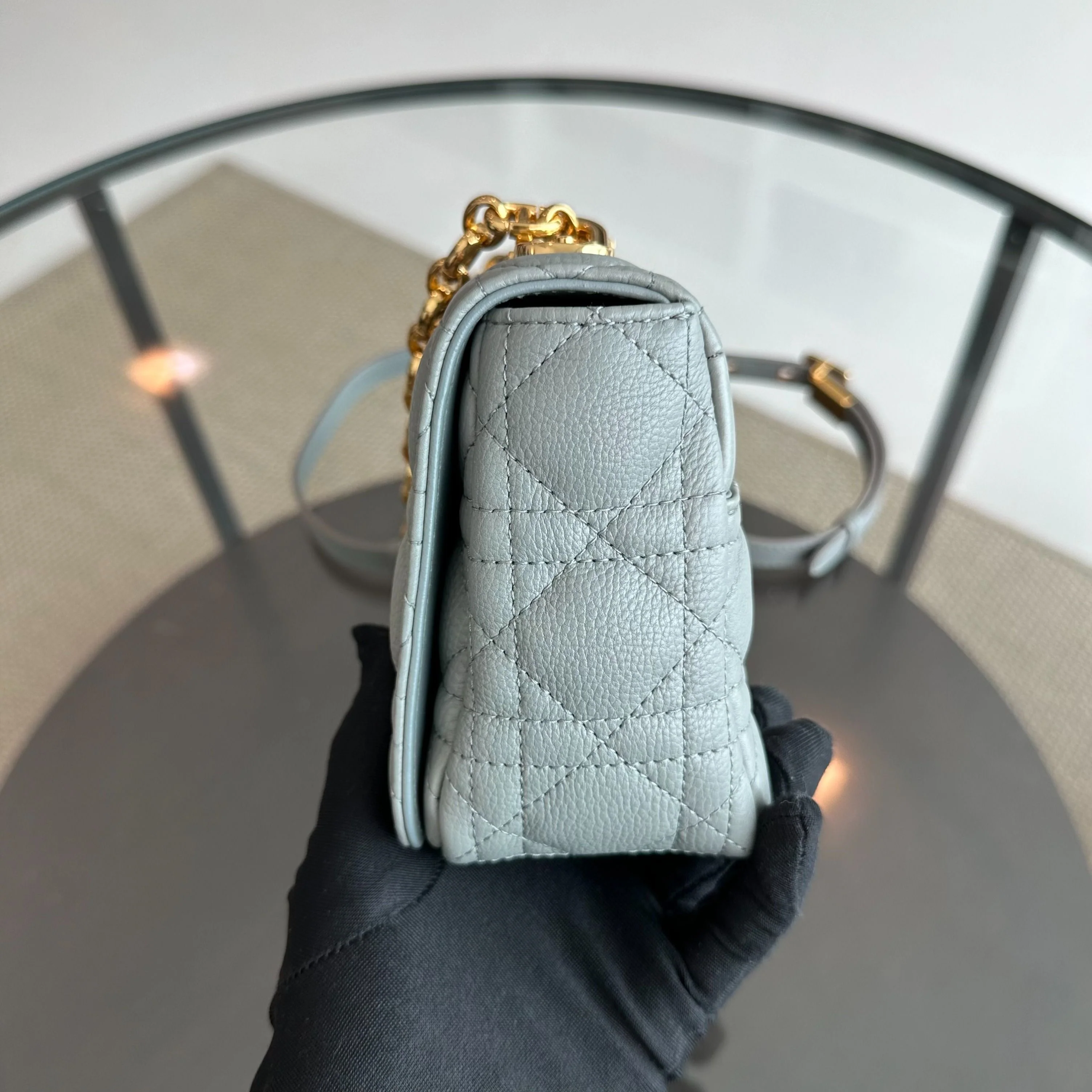 *Full Set, Receipt* Dior Caro Small Cannage Flap Bag Grey GHW - Best Luxury Designers