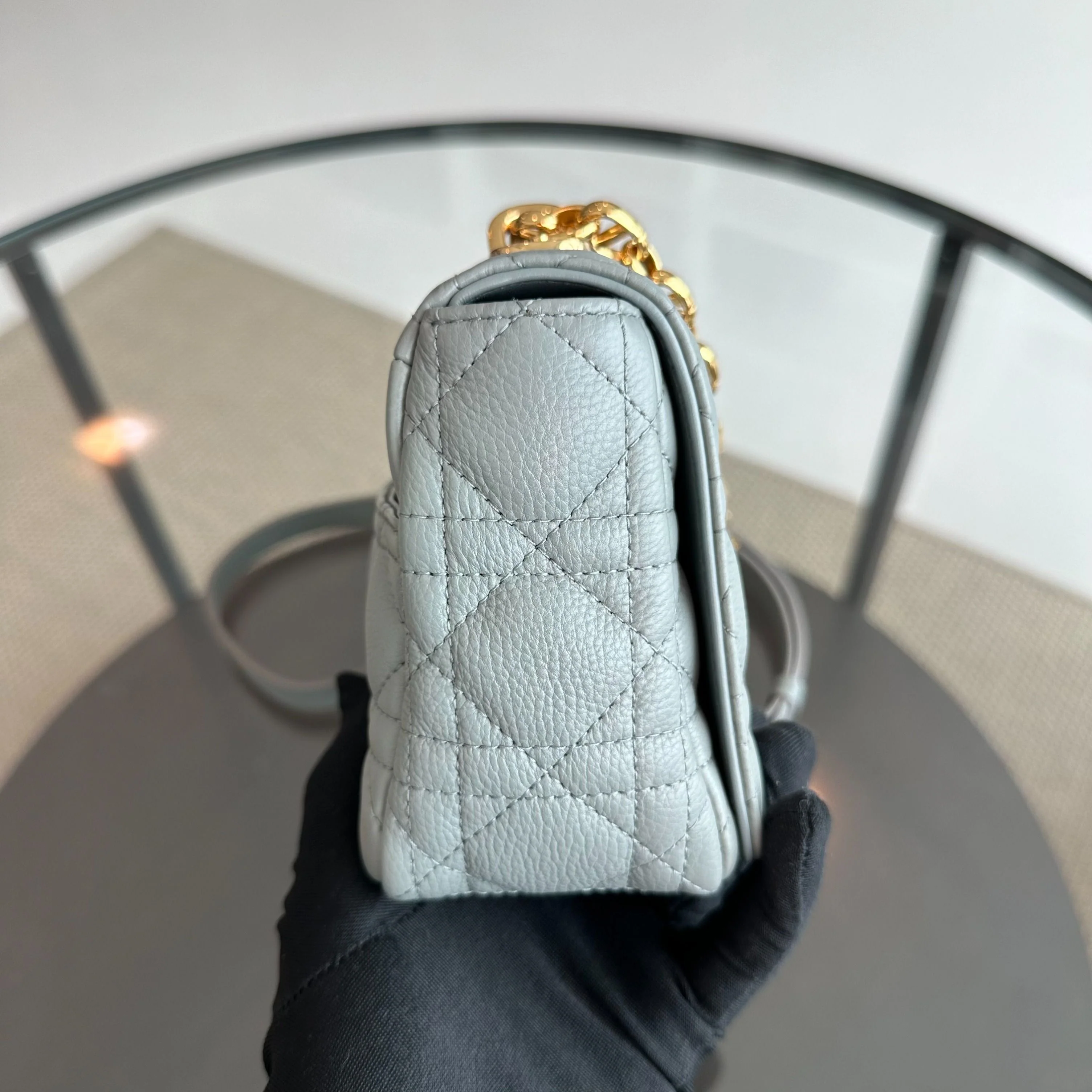 *Full Set, Receipt* Dior Caro Small Cannage Flap Bag Grey GHW - Best Luxury Designers