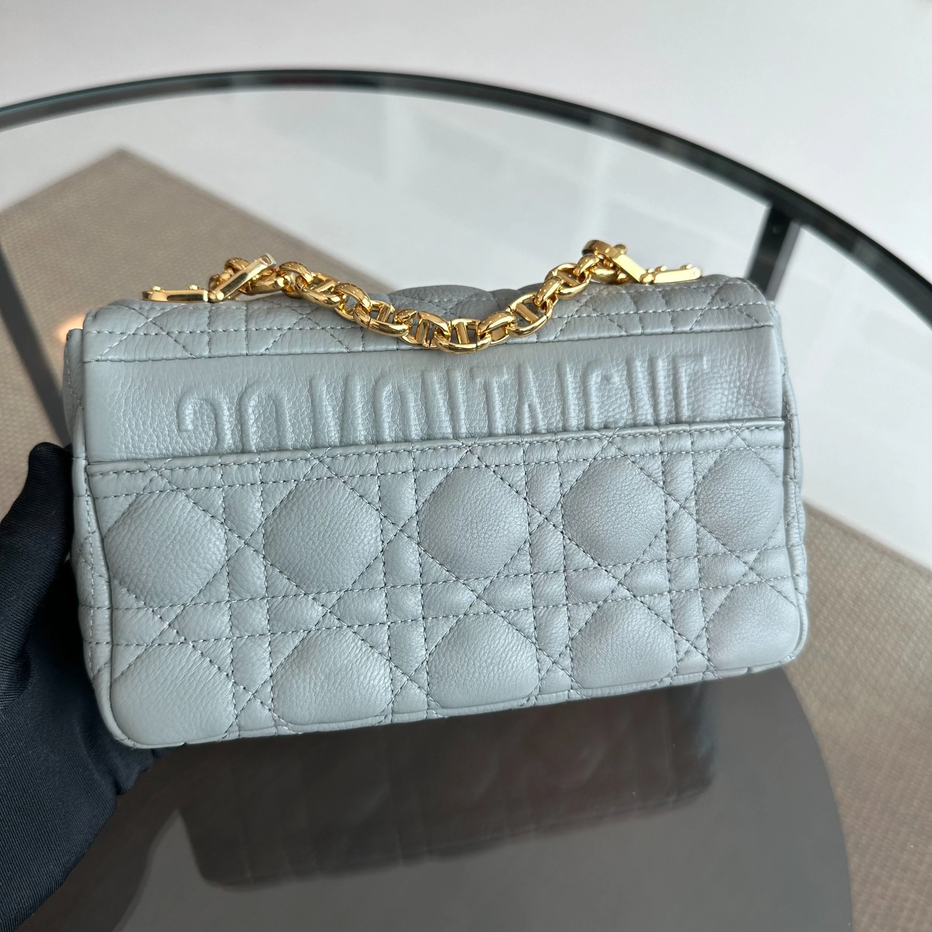 *Full Set, Receipt* Dior Caro Small Cannage Flap Bag Grey GHW - Best Luxury Designers