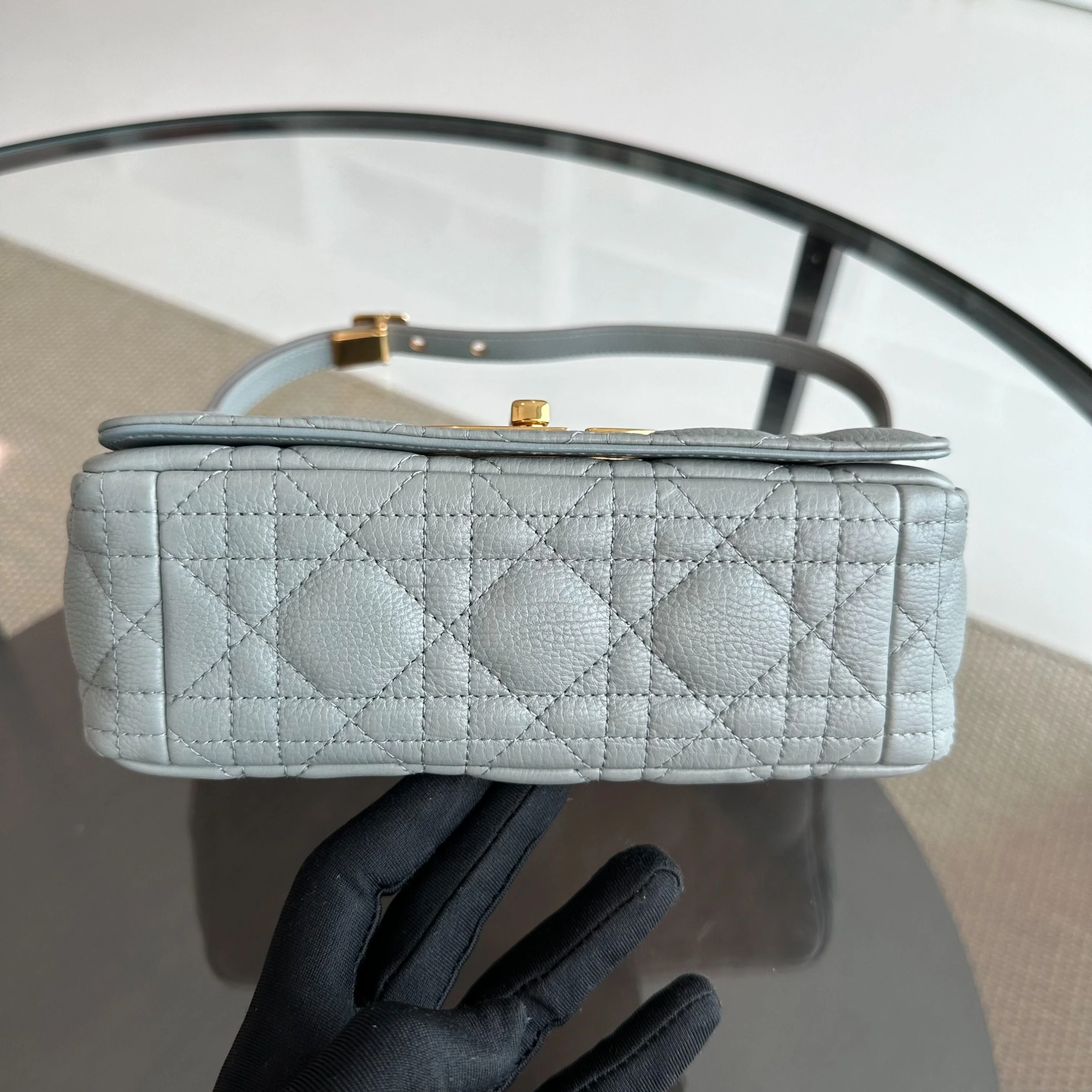 *Full Set, Receipt* Dior Caro Small Cannage Flap Bag Grey GHW - Best Luxury Designers