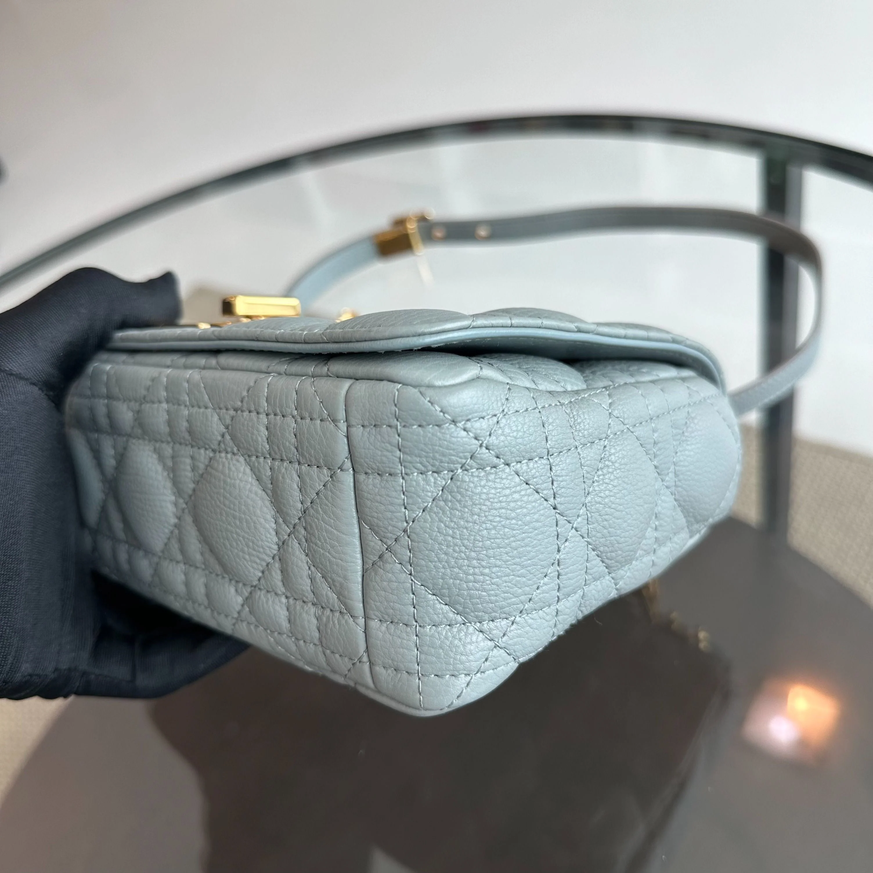 *Full Set, Receipt* Dior Caro Small Cannage Flap Bag Grey GHW - Best Luxury Designers