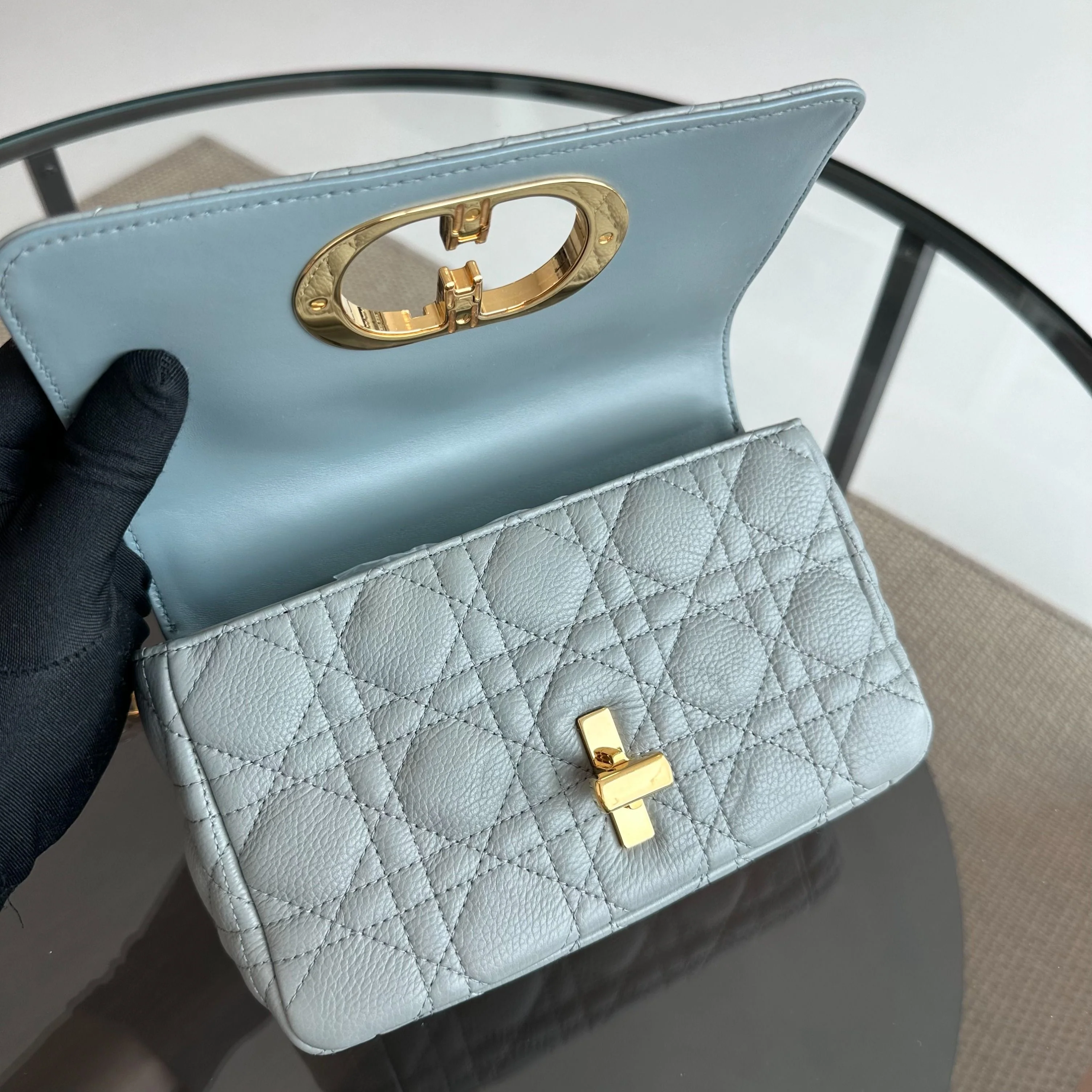 *Full Set, Receipt* Dior Caro Small Cannage Flap Bag Grey GHW - Best Luxury Designers