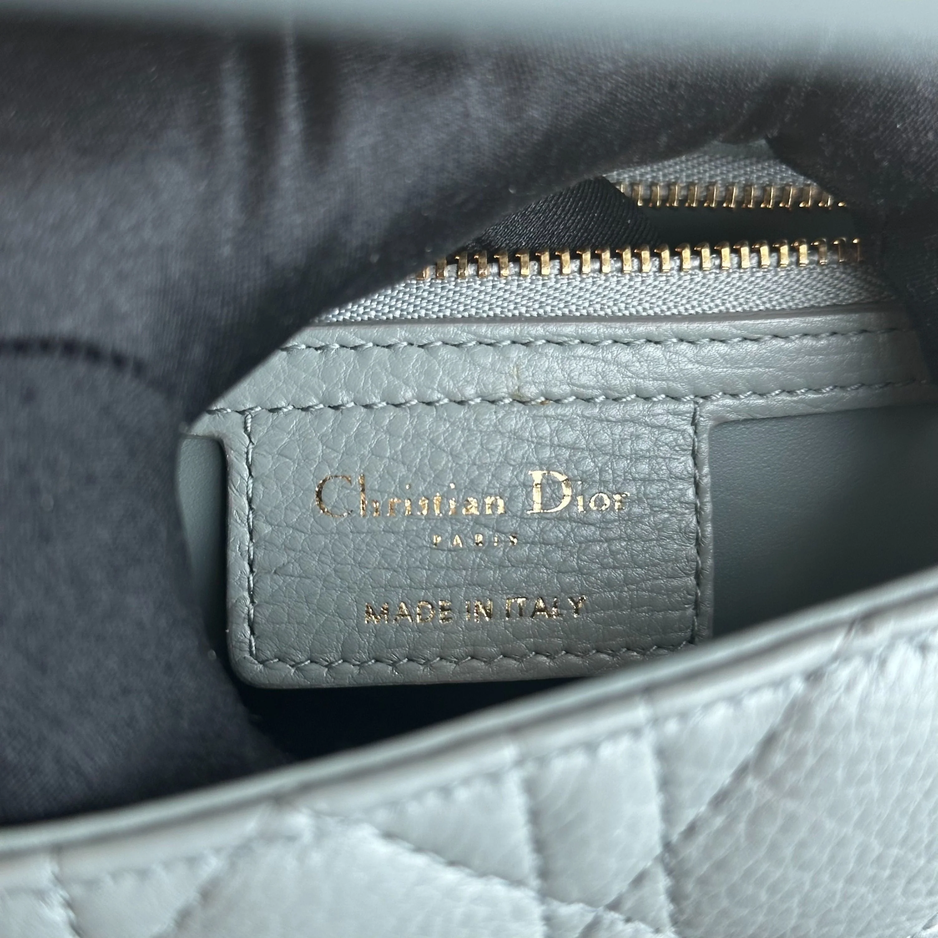 *Full Set, Receipt* Dior Caro Small Cannage Grained Calfskin Haze Blue GHW - Best Luxury Designers