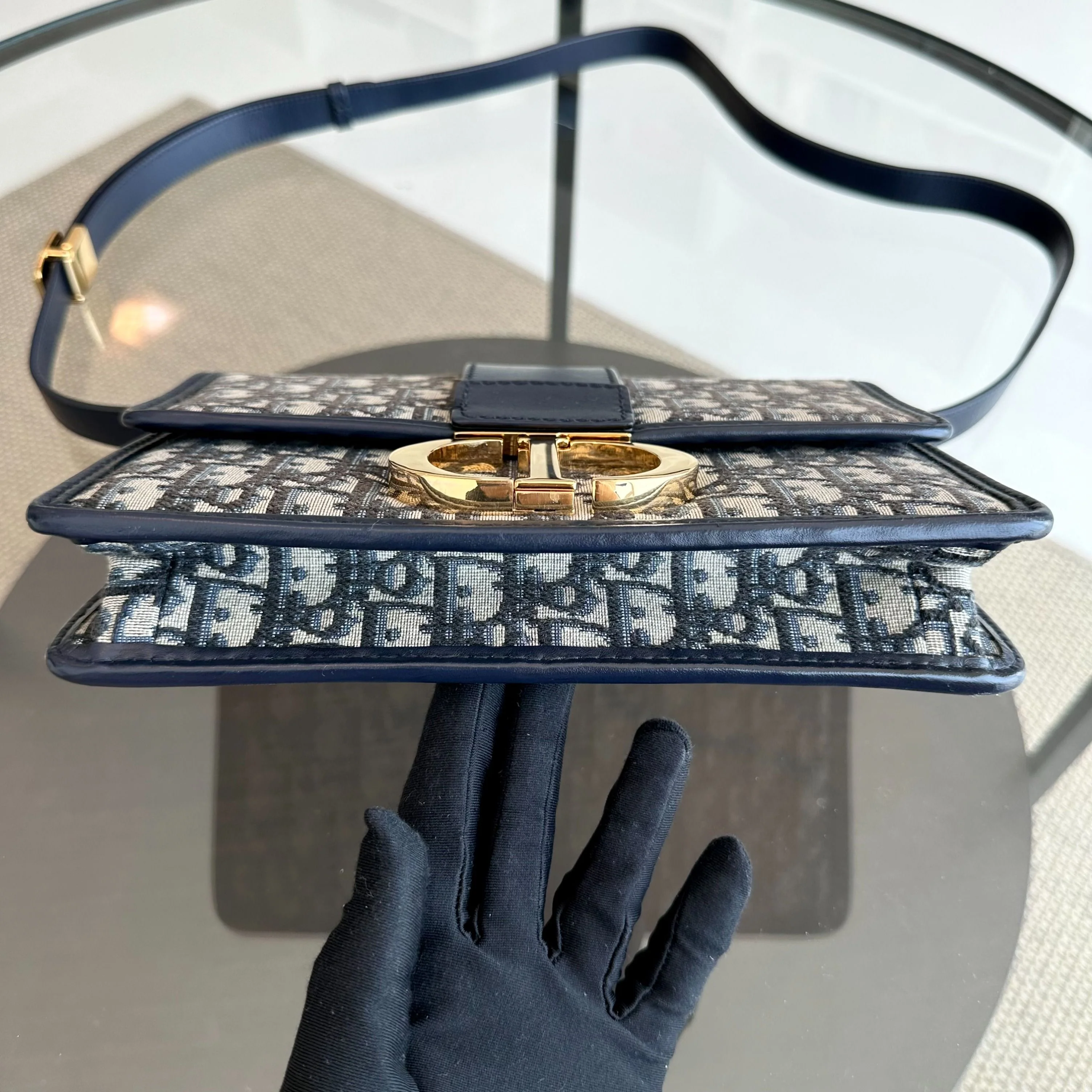 *Full Set, Receipt* Dior Montaigne 30 Oblique Canvas Blue Shoulder Bag GHW - Best Luxury Designers