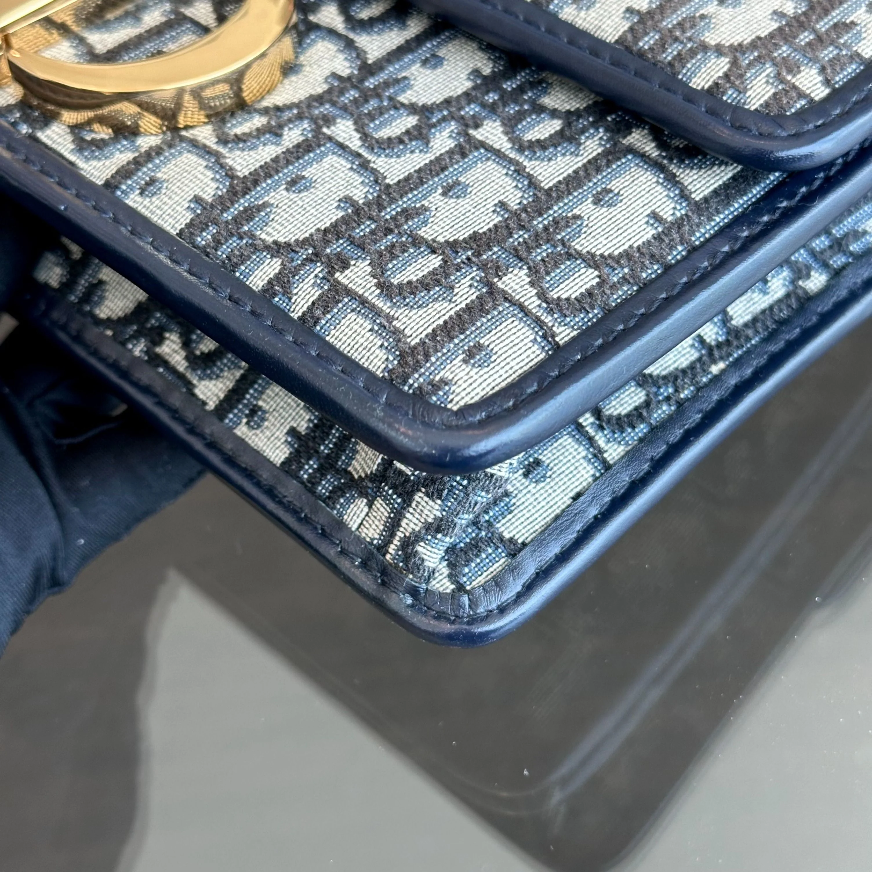 *Full Set, Receipt* Dior Montaigne 30 Oblique Canvas Blue Shoulder Bag GHW - Best Luxury Designers