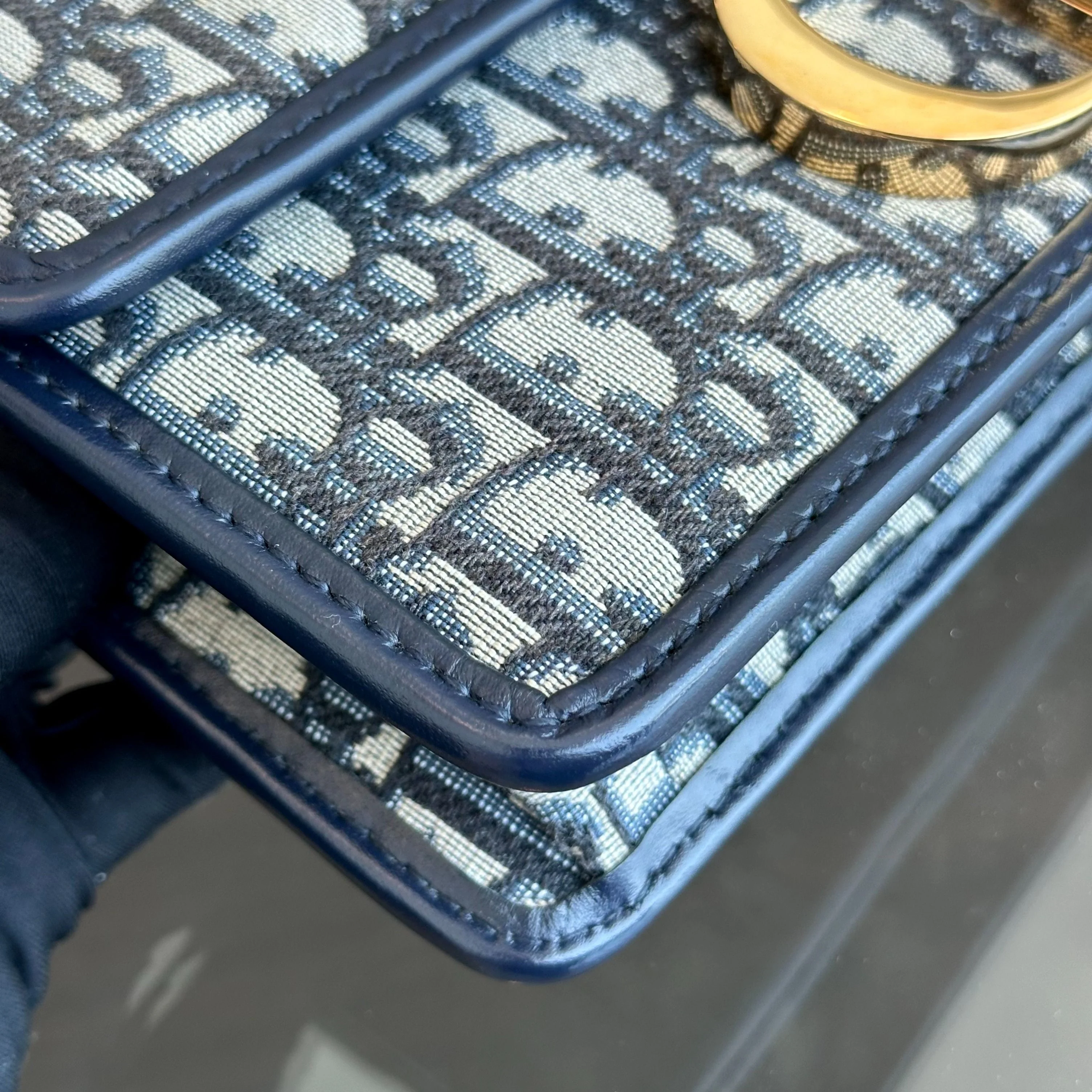 *Full Set, Receipt* Dior Montaigne 30 Oblique Canvas Blue Shoulder Bag GHW - Best Luxury Designers