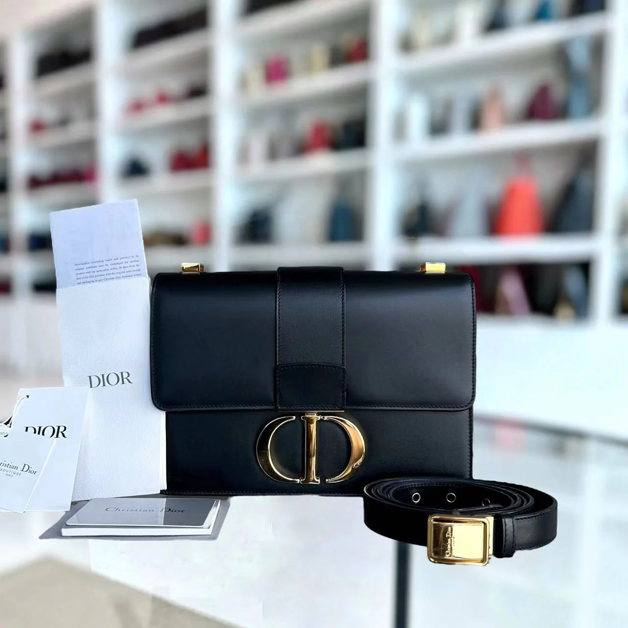 *Full Set Receipt* Dior Montaigne 30 Smooth Calfskin Black Golden Hardware - Best Luxury Designers