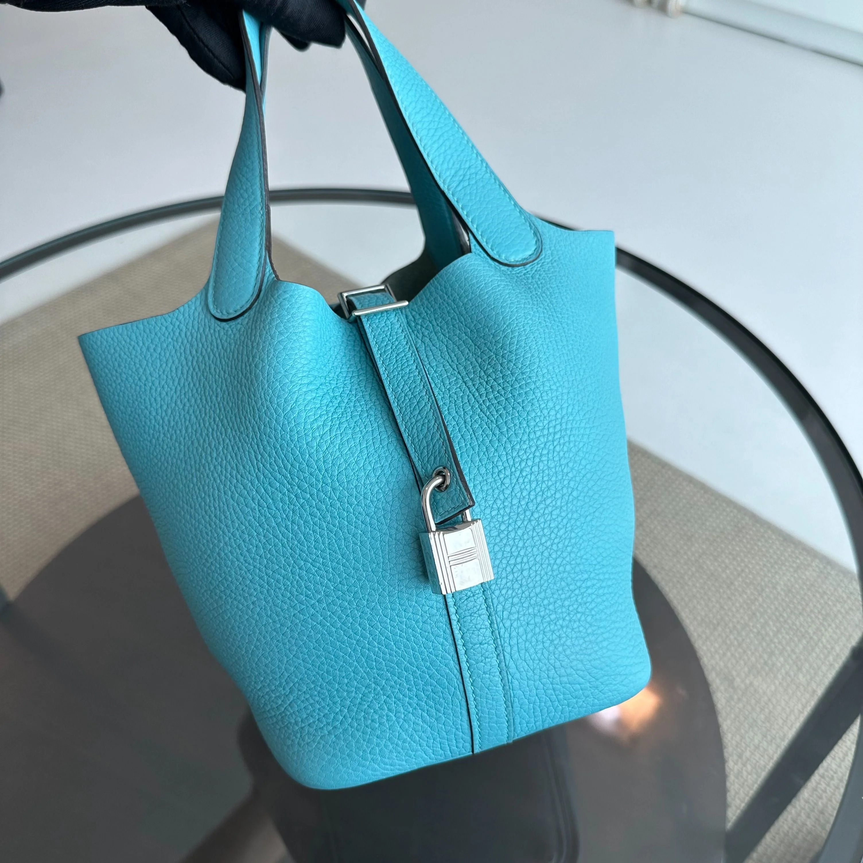 *Full Set, Receipt* Hermes Picotin 18 X Stamp Bleu Saint SHW - Best Luxury Designers