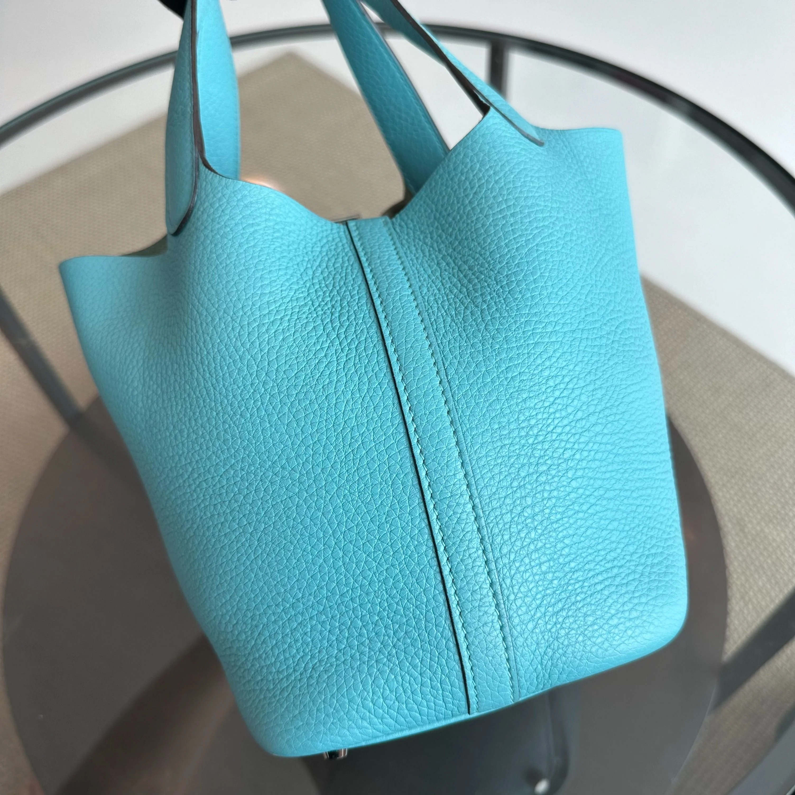 *Full Set, Receipt* Hermes Picotin 18 X Stamp Bleu Saint SHW - Best Luxury Designers