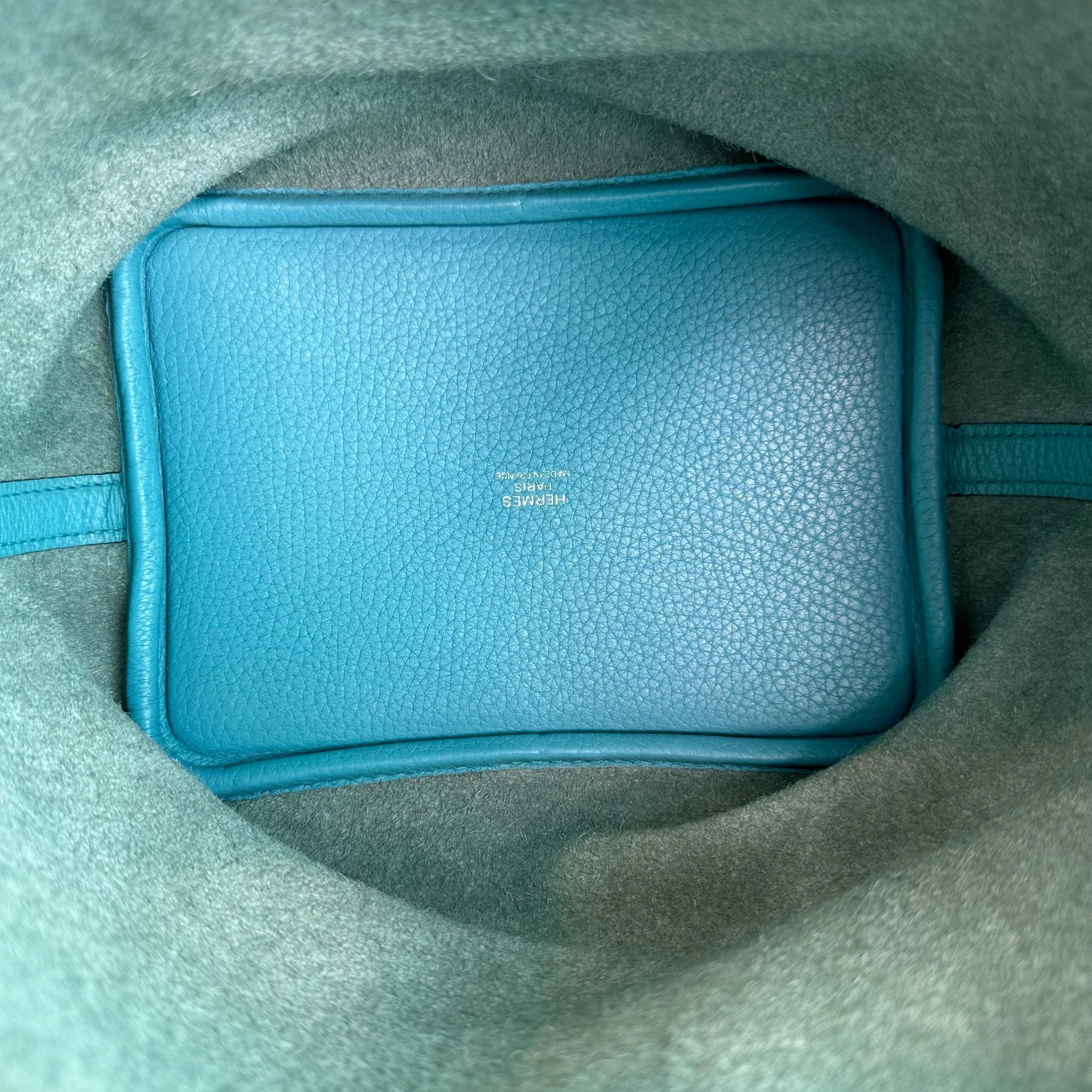 *Full Set, Receipt* Hermes Picotin 18 X Stamp Bleu Saint SHW - Best Luxury Designers